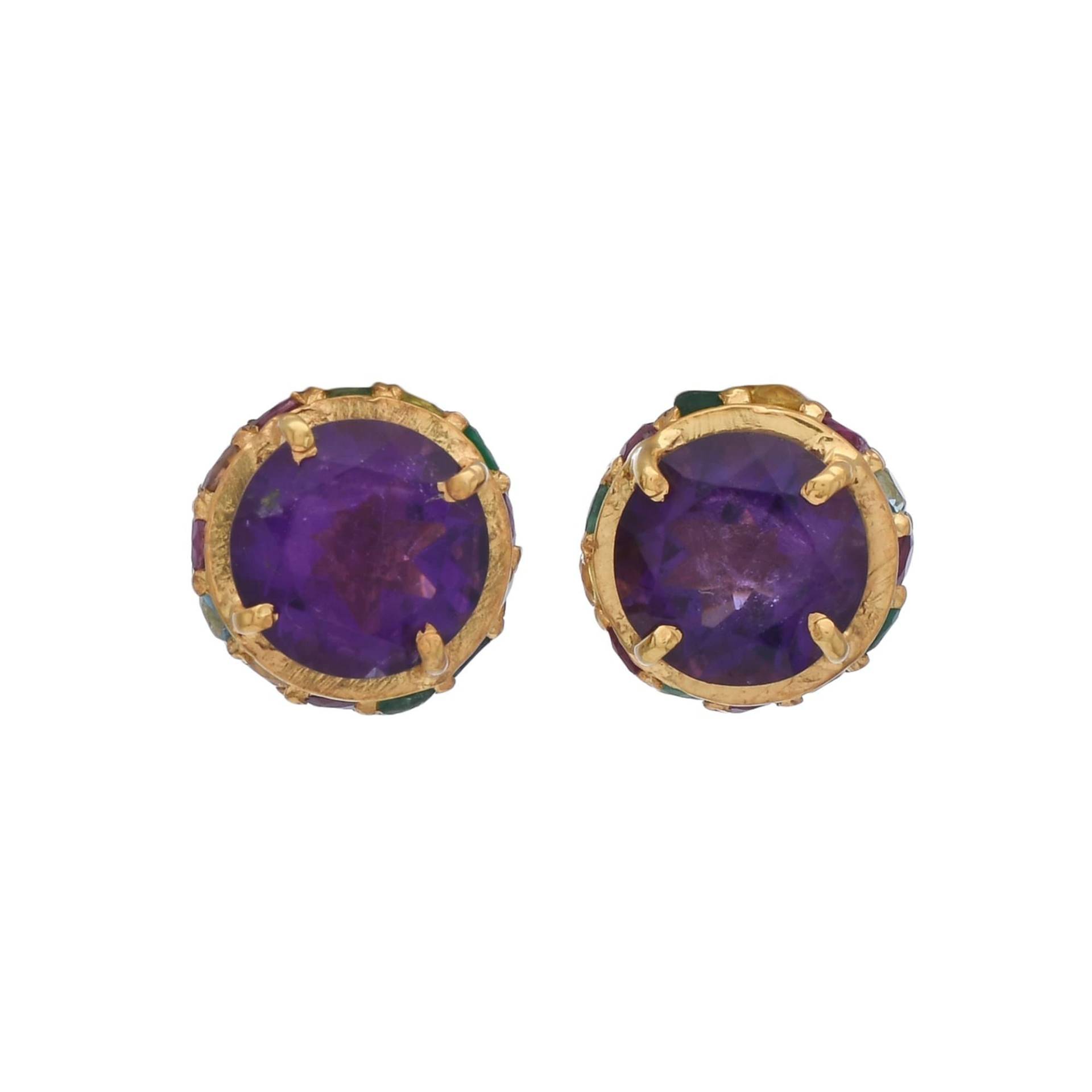 Amethyst, Topas, Smaragd, Saphir & Rubin Vermeil 14K Gold Über Sterling Silber Ohrstecker von TreasureDiary