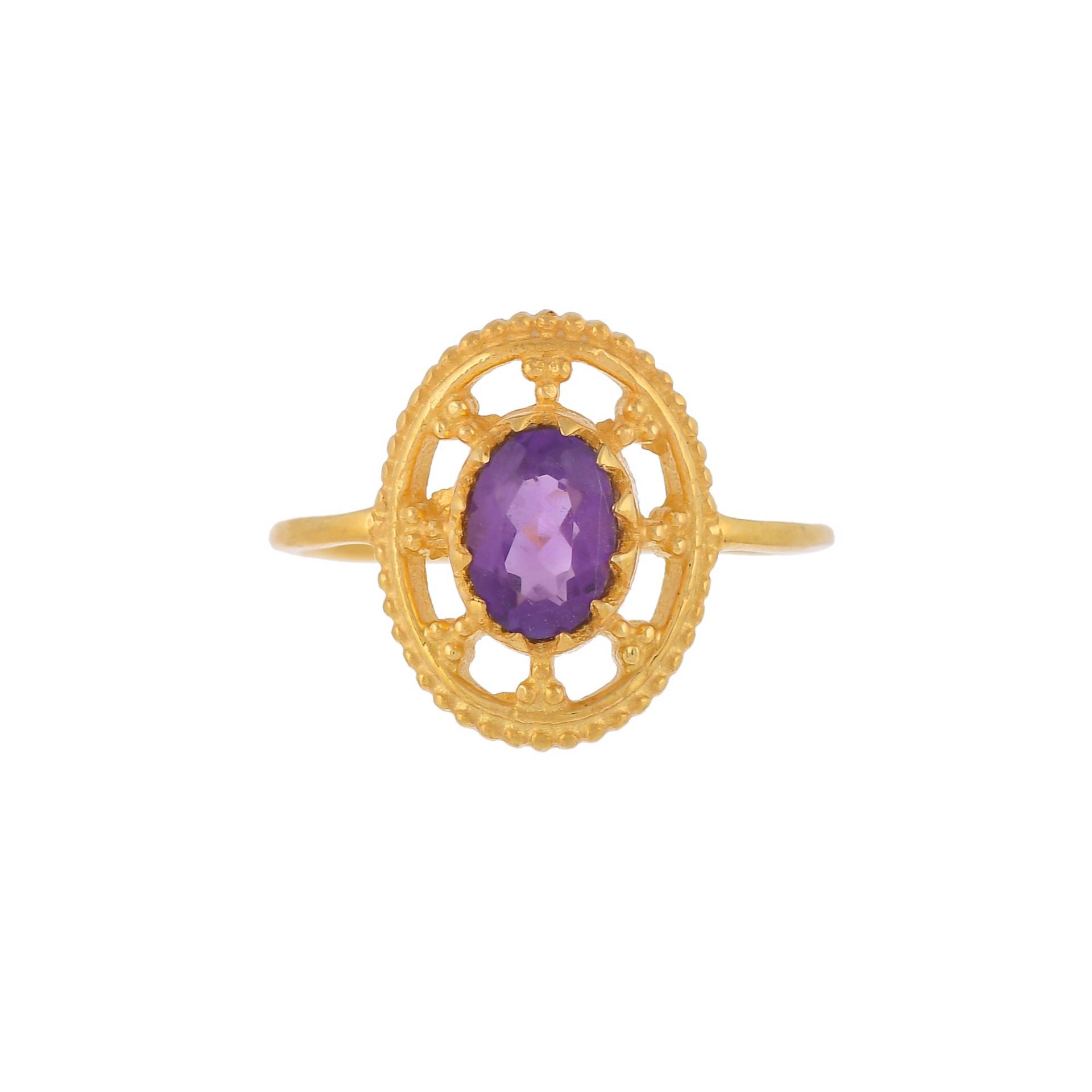 Amethyst 14K Gold Vermeil Over Sterling Silber Ring von TreasureDiary