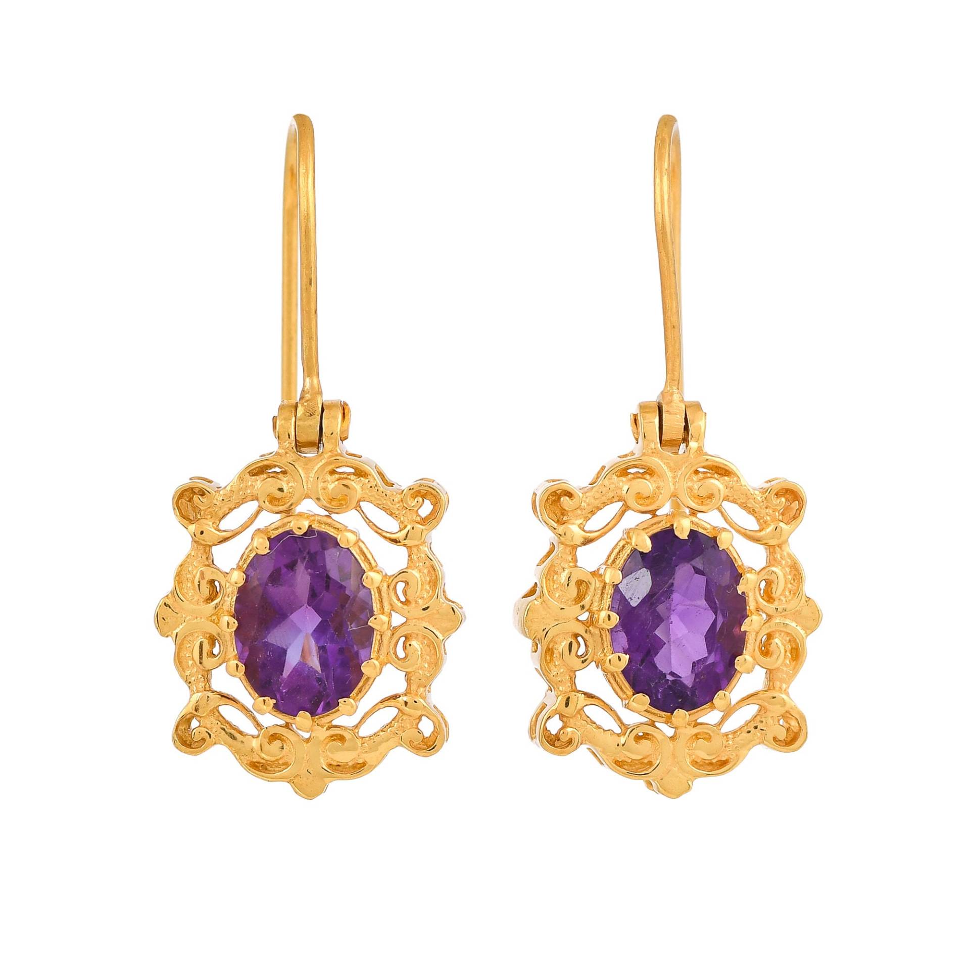 Amethyst Vermeil 14K Gold Over Sterling Silber Ohrring von TreasureDiary