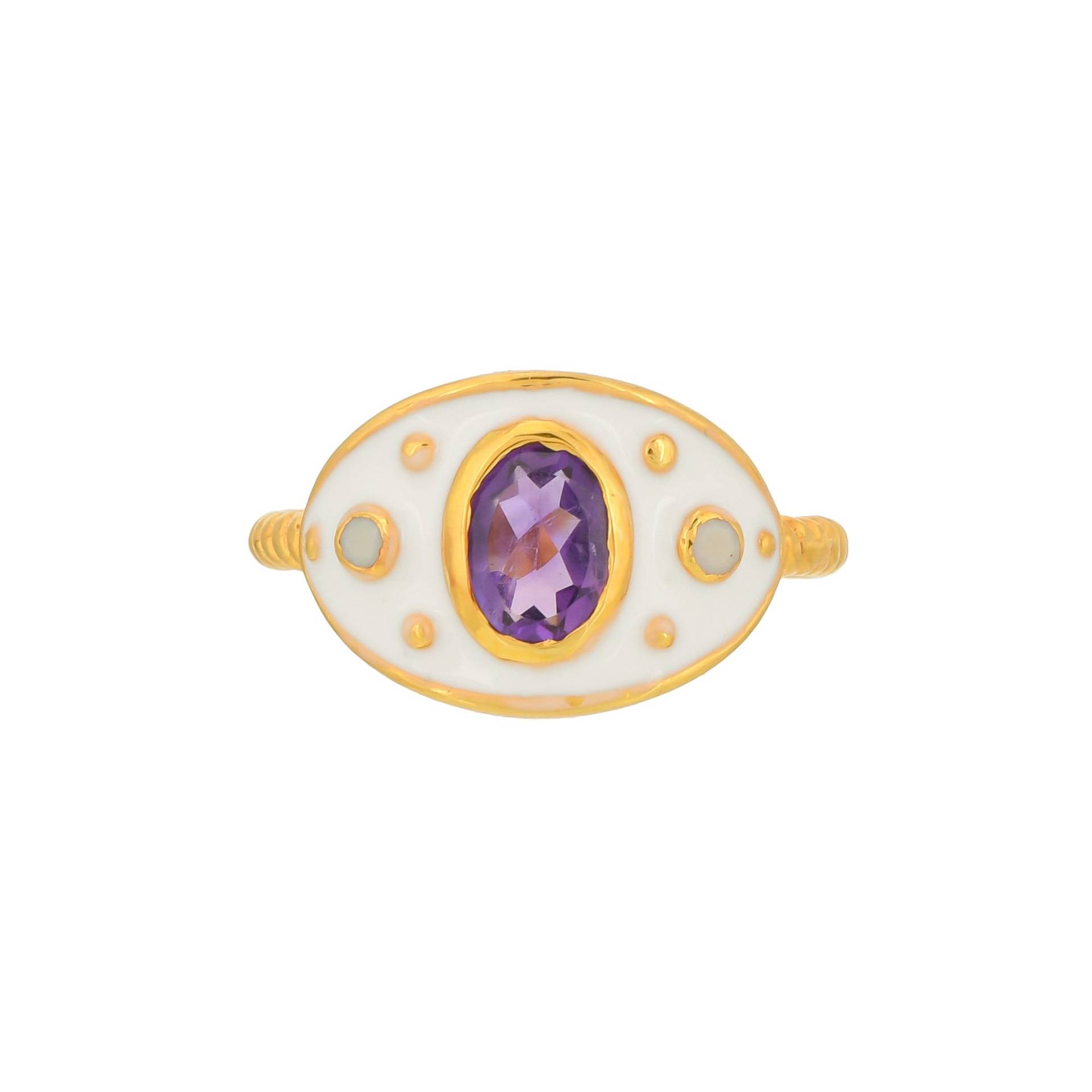 Amethyst & Perle 14K Gold Vermeil Over Sterling Silber Art Deco Emaille Ring von TreasureDiary