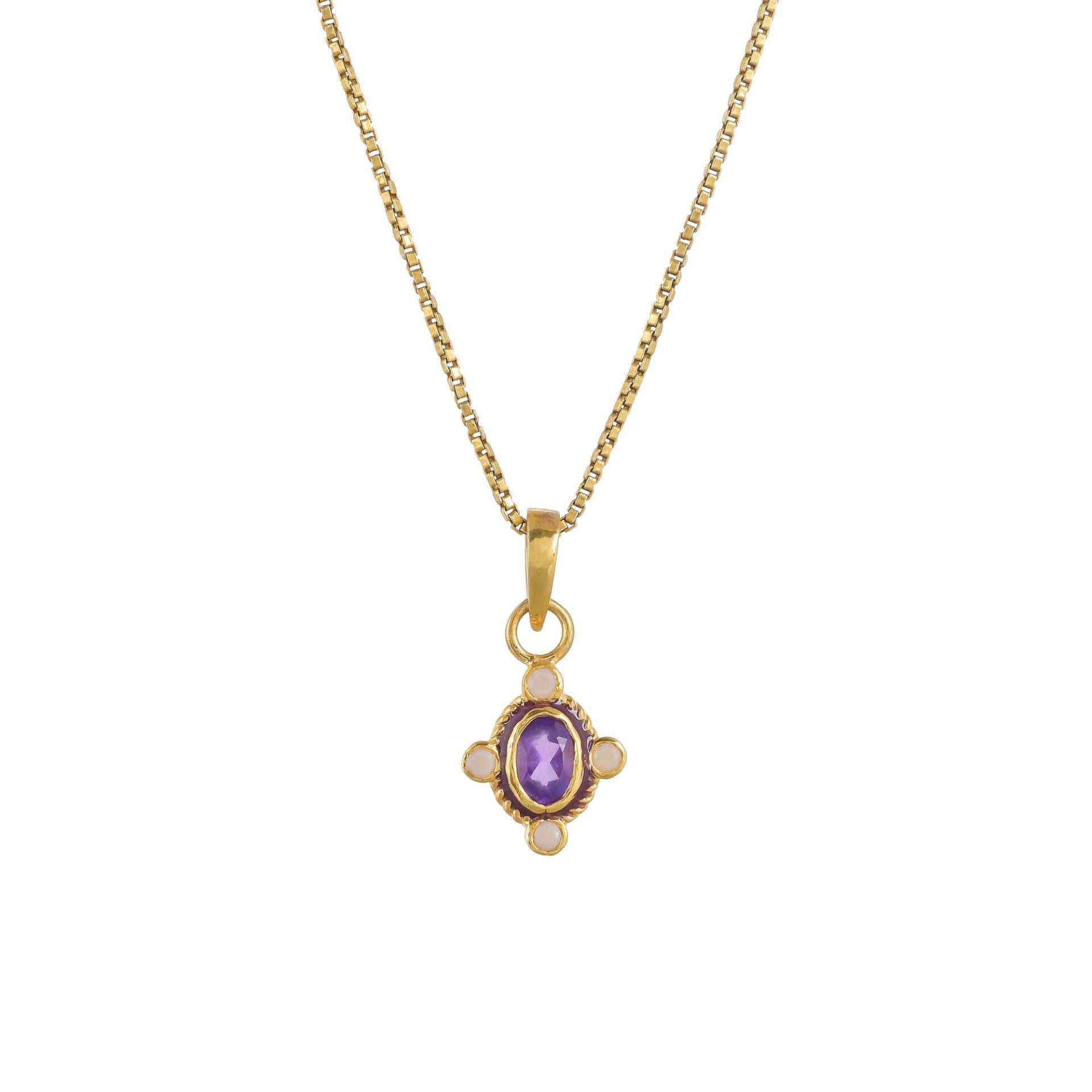 Amethyst & Perle Vermeil 14K Gold Über Sterling Silber Art Deco Emaille Anhänger von TreasureDiary