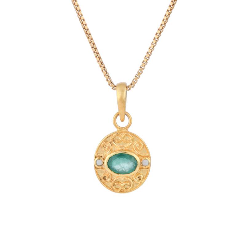 Anhänger Aus 14-Karätigem Gold-Vermeil Und Sterlingsilber Mit Smaragd Perle von TreasureDiary
