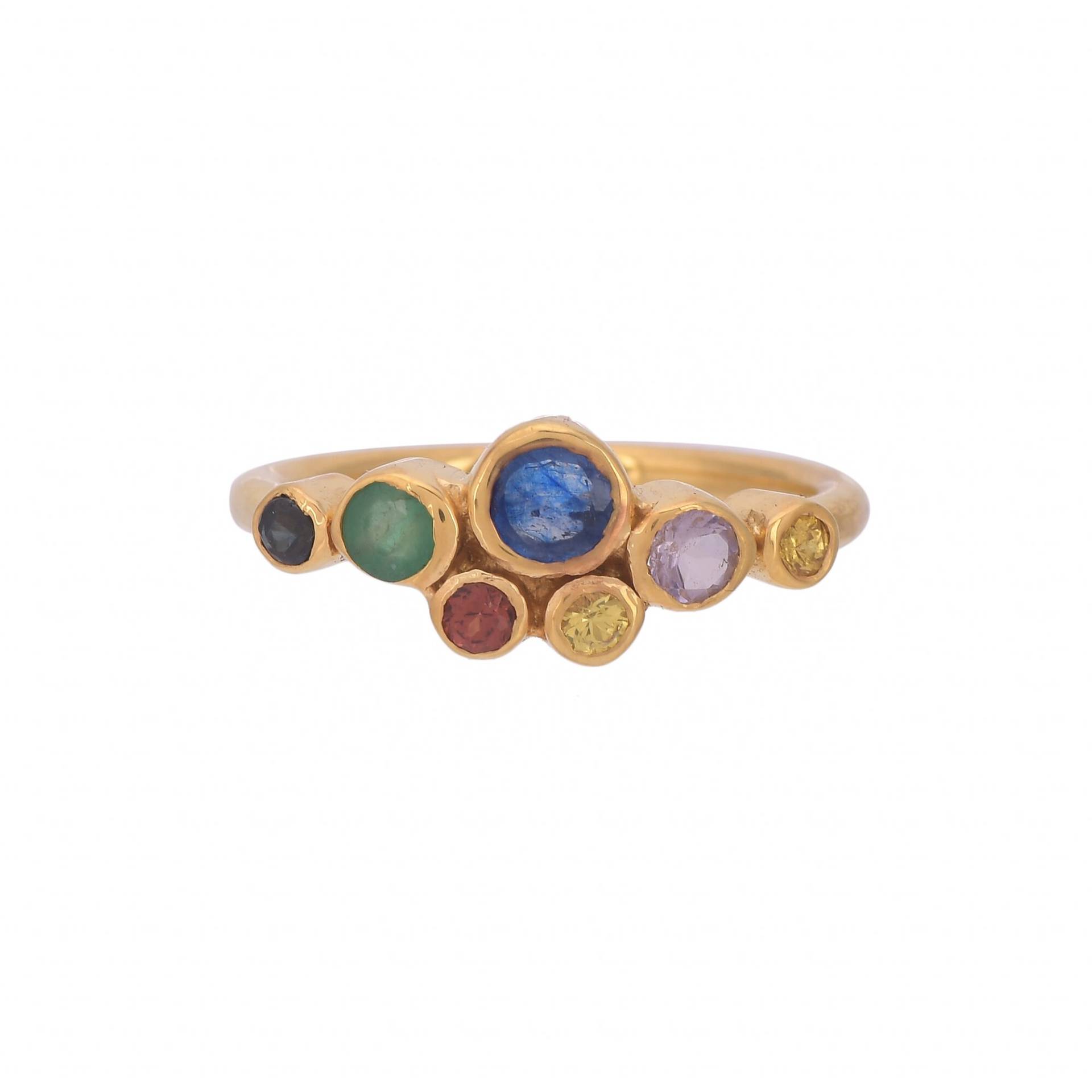 Blauer Saphir, Smaragd, Amethyst & Mehrfarbiger Saphir 14K Gold Vermeil Over Sterling Silber Ring von TreasureDiary