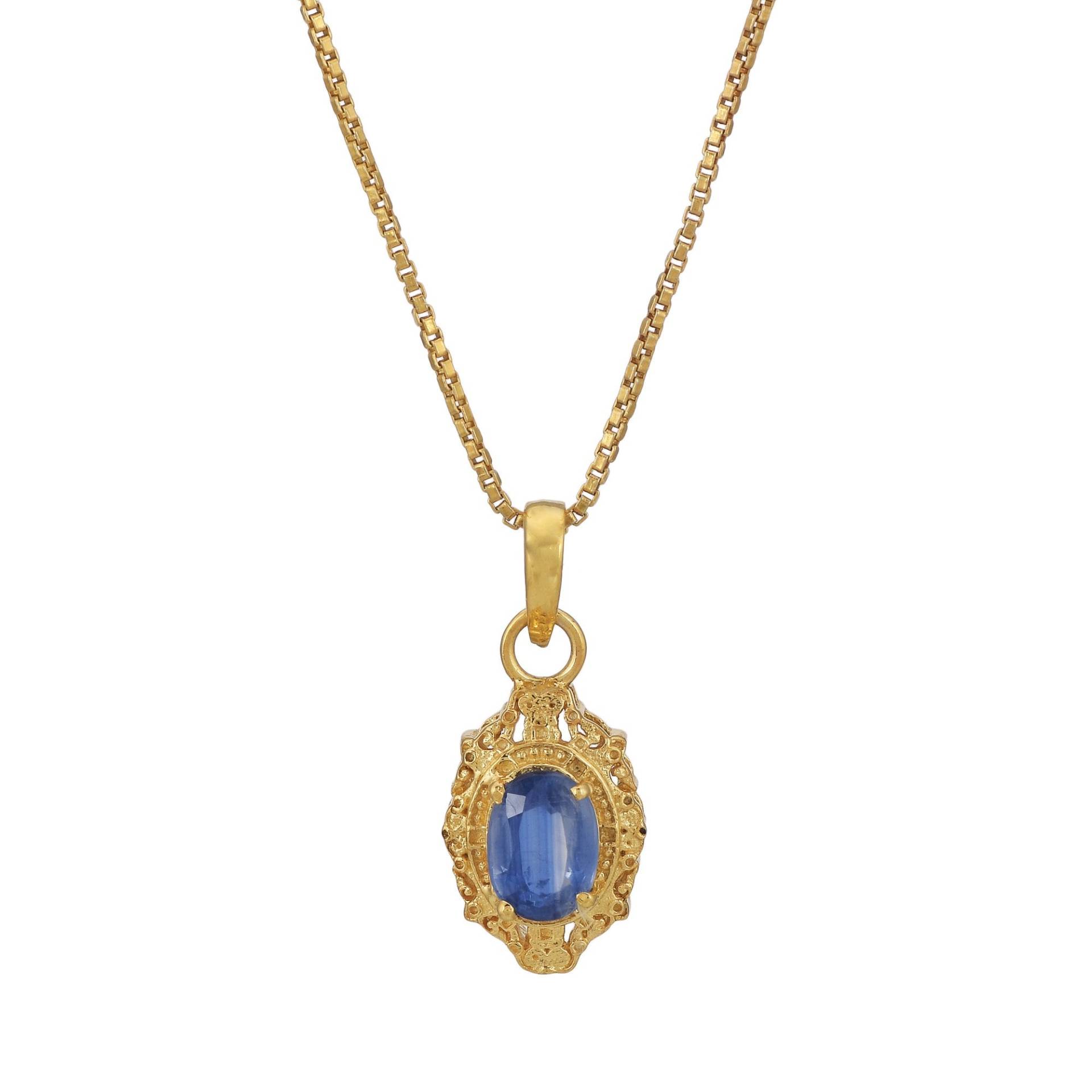 Blauer Saphir 14K Gold Vermeil Über Sterling Silber Anhänger von TreasureDiary