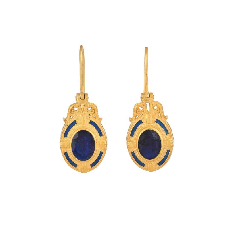 Blauer Saphir 14K Gold Vermeil Über Sterling Silber Emaillierte Ohrring von TreasureDiary