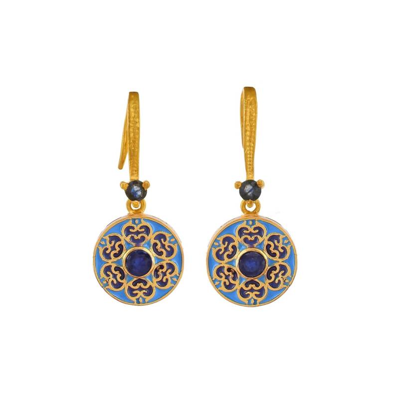 Blauer Saphir 14K Gold Vermeil Über Sterling Silber Emaillierte Ohrring von TreasureDiary