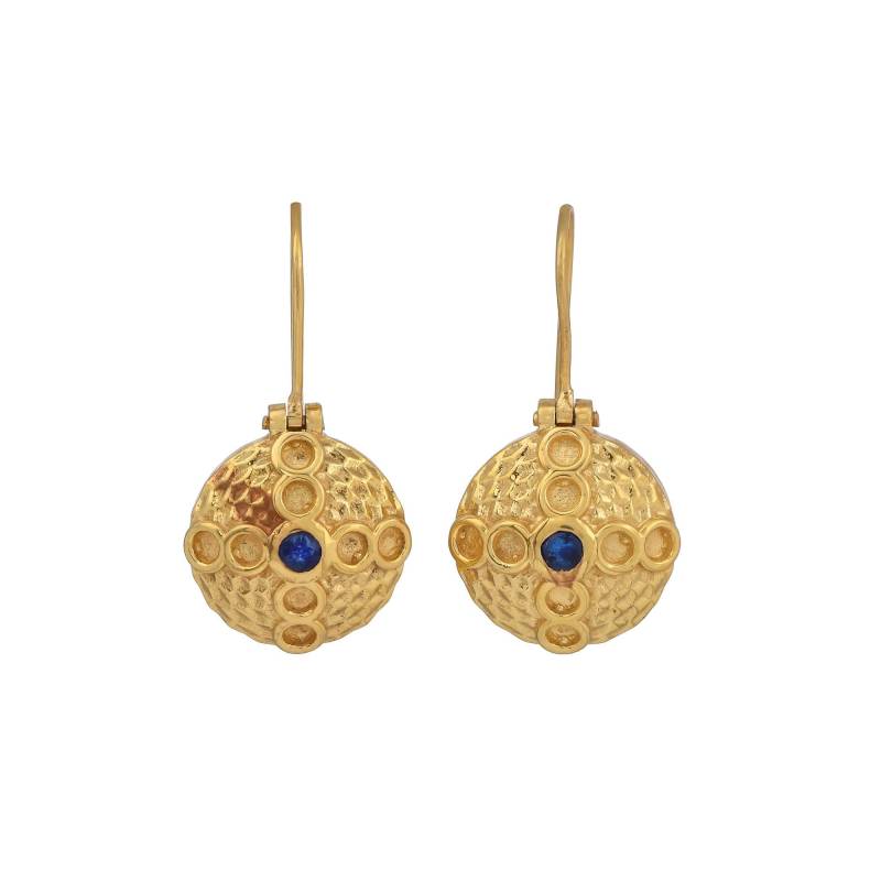 Blauer Saphir-Vermeil-Ohrring Aus 14-Karätigem Gold Über Sterlingsilber von TreasureDiary