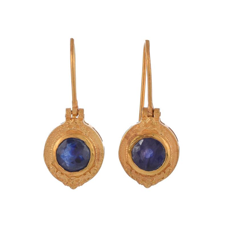 Blauer Saphir Vermeil 14K Gold Über Sterling Silber Ohrring von TreasureDiary