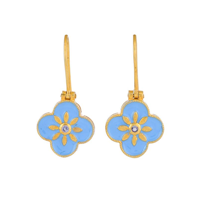Blautopas Vermeil 14K Gold Über Sterling Silber Emaille Ohrring von TreasureDiary