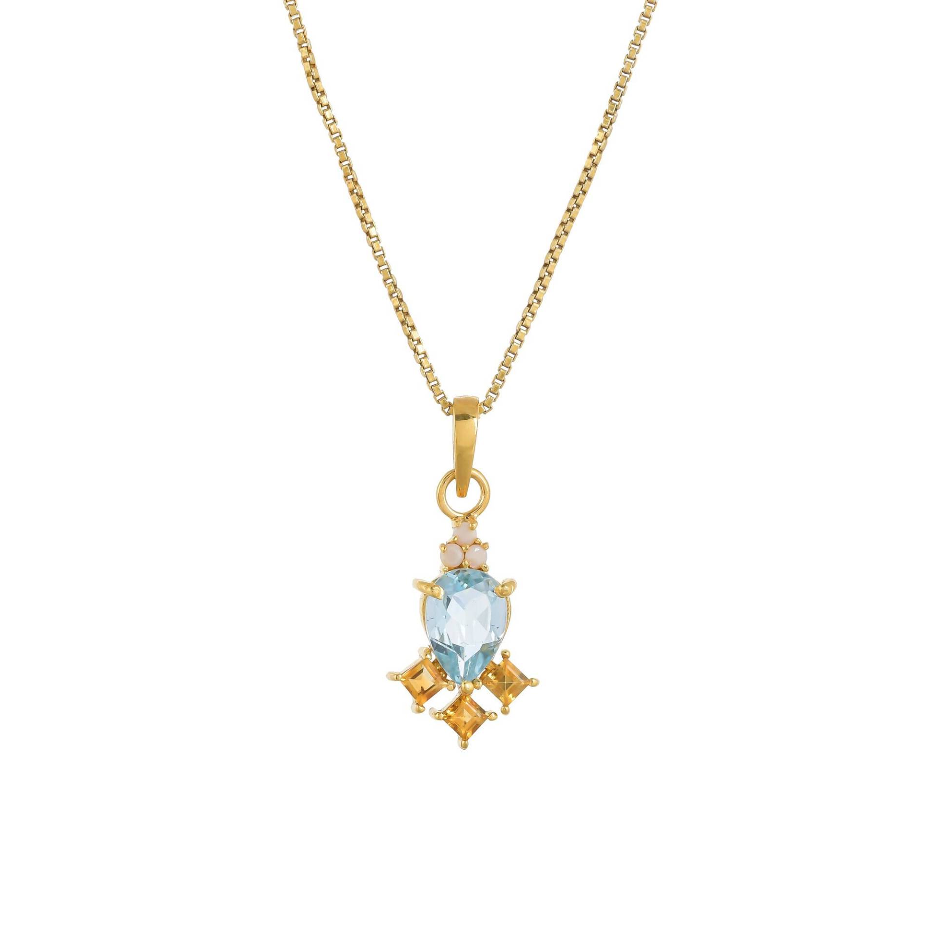 Citrin, Perle & Blautopas 14K Gold Vermeil Über Sterling Silber Anhänger von TreasureDiary