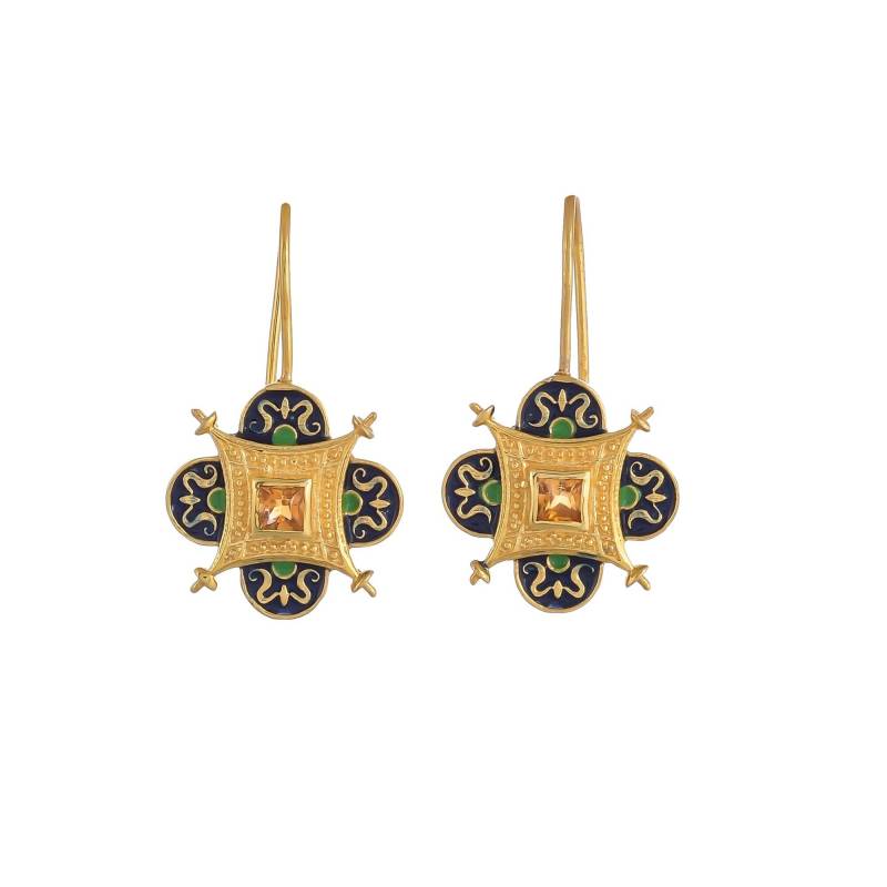 Citrin Vermeil 14K Gold Über Sterlingsilber Emaillierte Ohrring von TreasureDiary