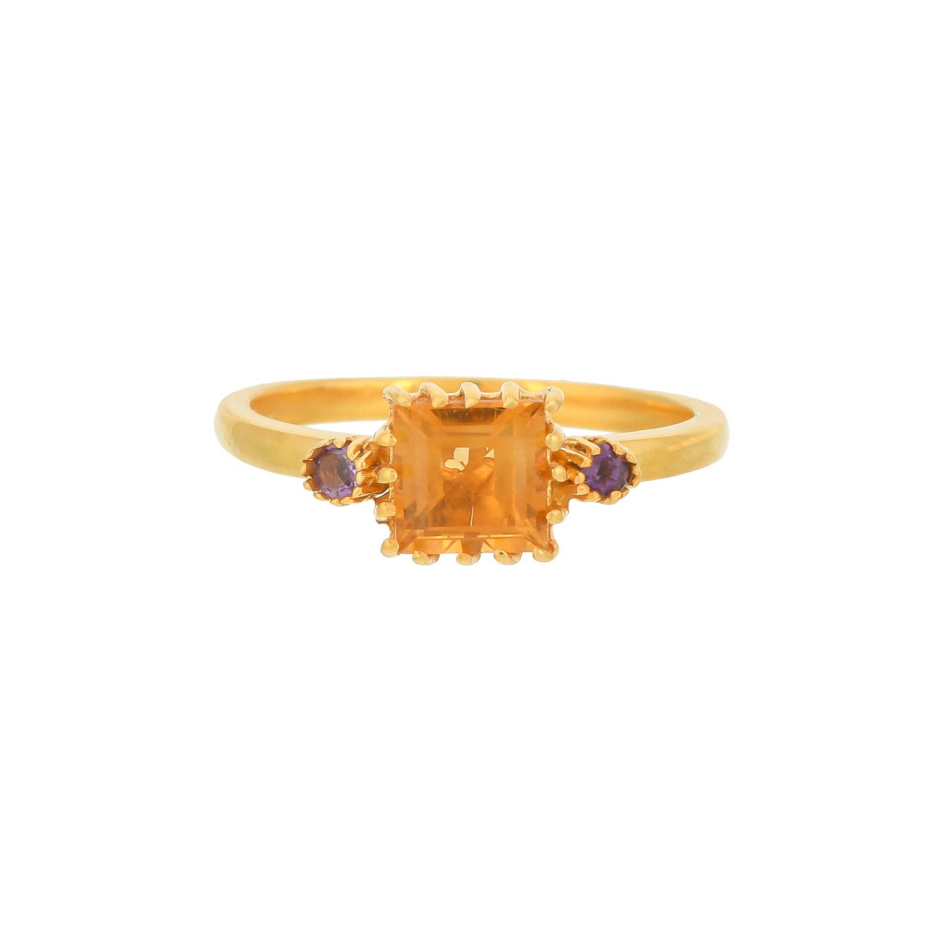 Citrin & Amethyst 14K Gold Vermeil Over Sterling Silber Ring von TreasureDiary