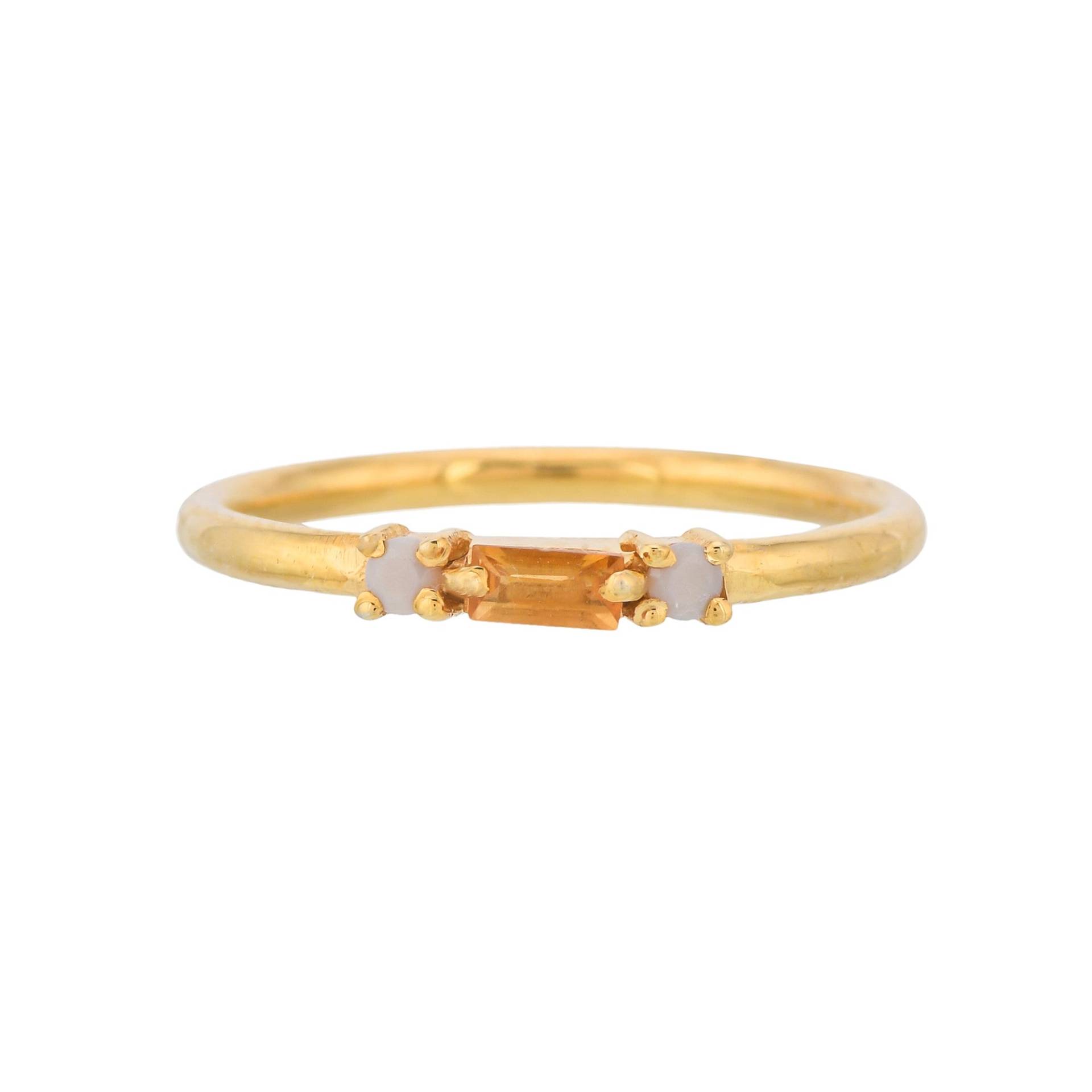 Citrin & Perle 14K Gold Vermeil Über Sterling Silber Ring von TreasureDiary