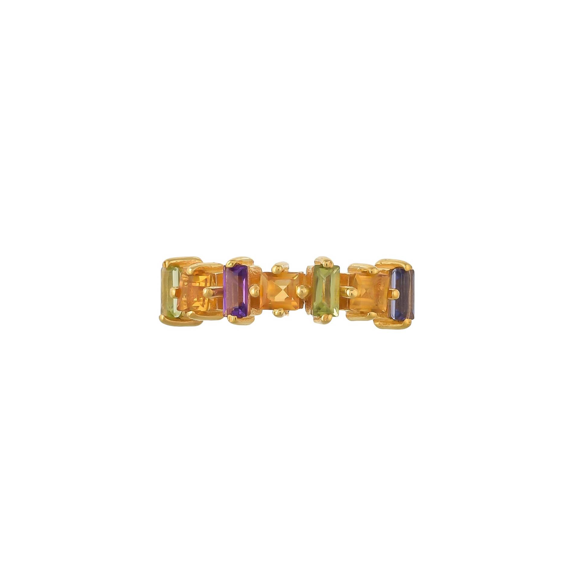 Goldener Citrin, Peridot, Amethyst & Iolith 14K Gold Vermeil Over Sterling Silber Ring von TreasureDiary