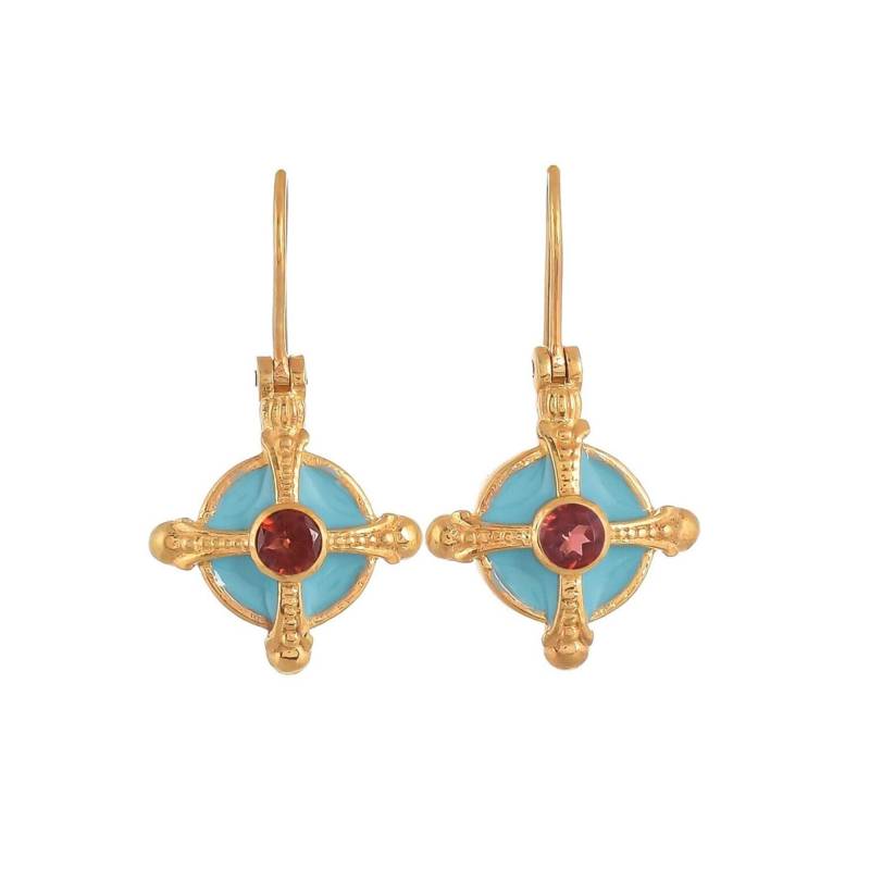 Granat Vermeil 14K Gold Über Sterling Silber Emaillierte Ohrring von TreasureDiary