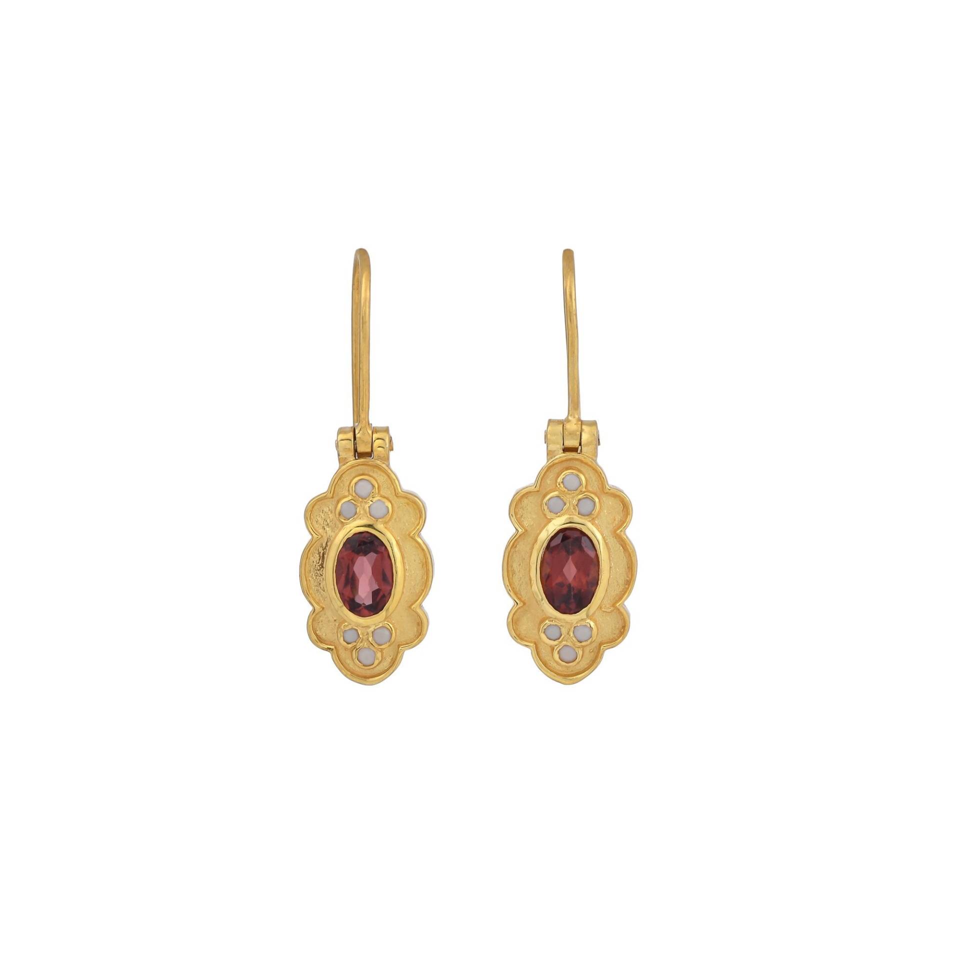 Granat & Perle Vermeil 14K Gold Über Sterling Silber Ohrring Granat & Perle Vermeil 14K Gold Über Sterling Silber Ohrring von TreasureDiary