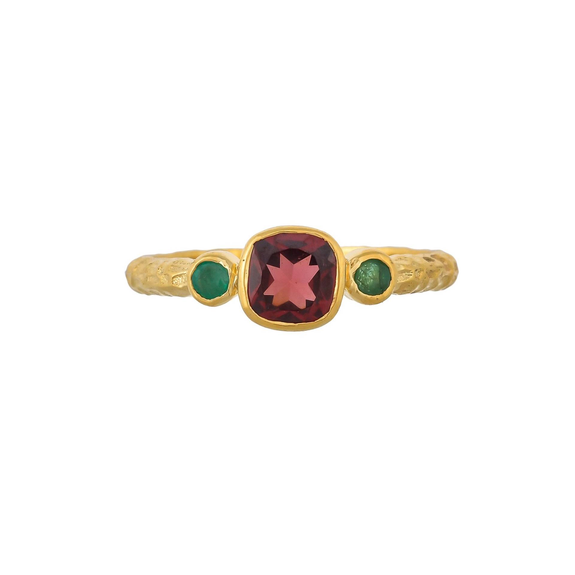 Granat & Smaragd 14K Gold Vermeil Über Sterling Silber Ring von TreasureDiary