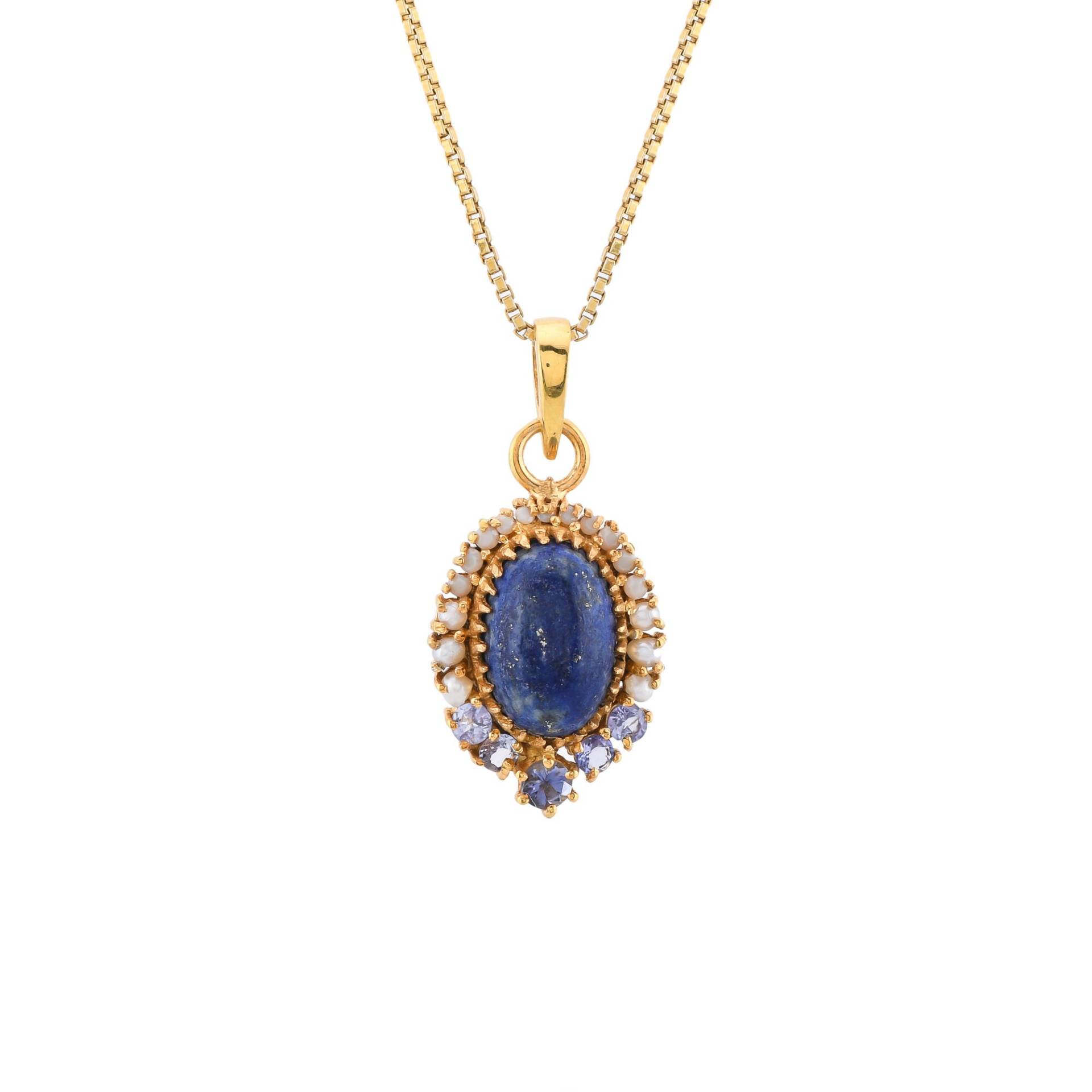 Lapis Lazuli, Tanzanit & Perle 14K Gold Vermeil Over Sterling Silber Anhänger von TreasureDiary