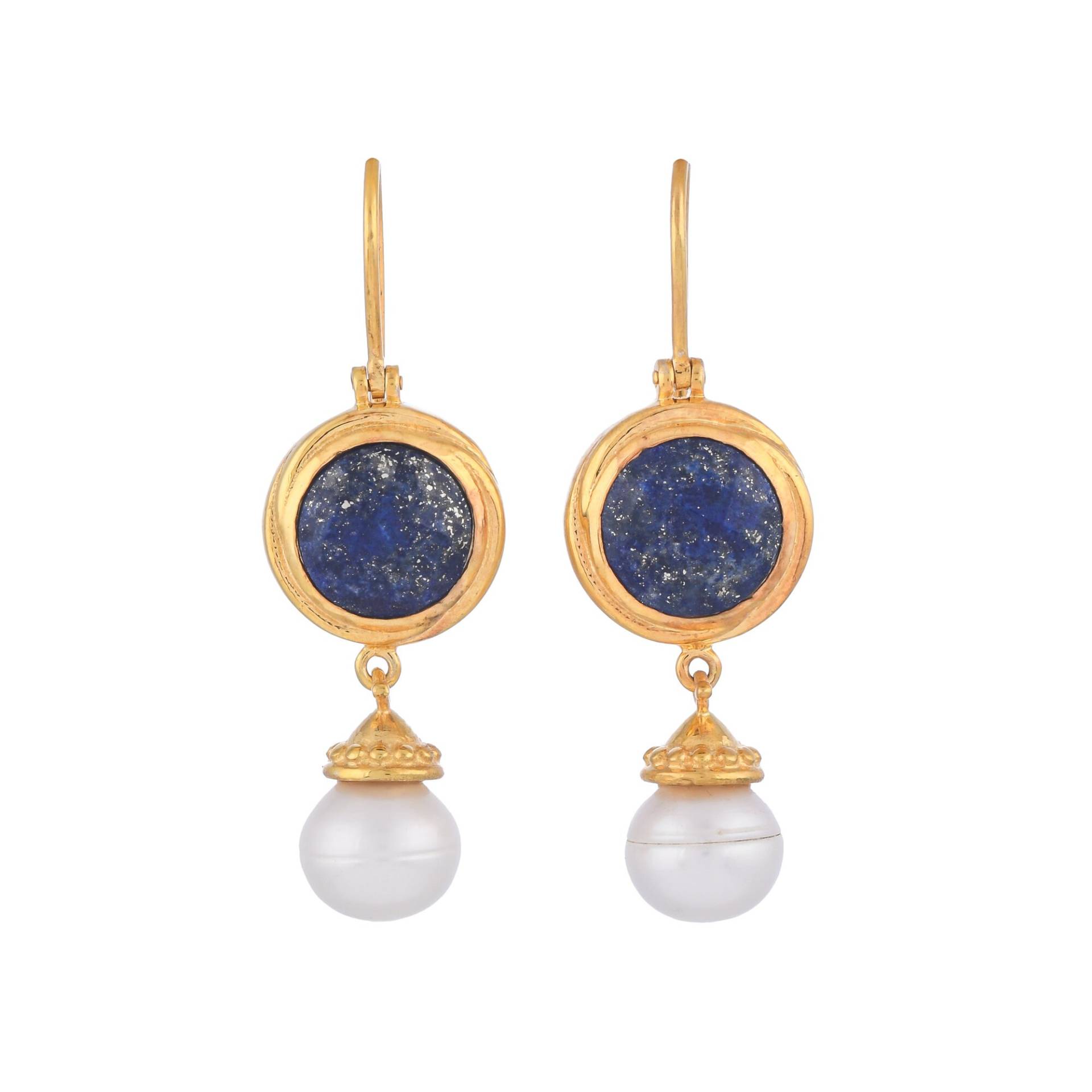 Lapis Lazuli & Pearl Vermeil 14K Gold Über Sterling Silber Ohrring Lapis Lazuli & Pearl Vermeil 14K Gold Über Sterling Silber Ohrring von TreasureDiary
