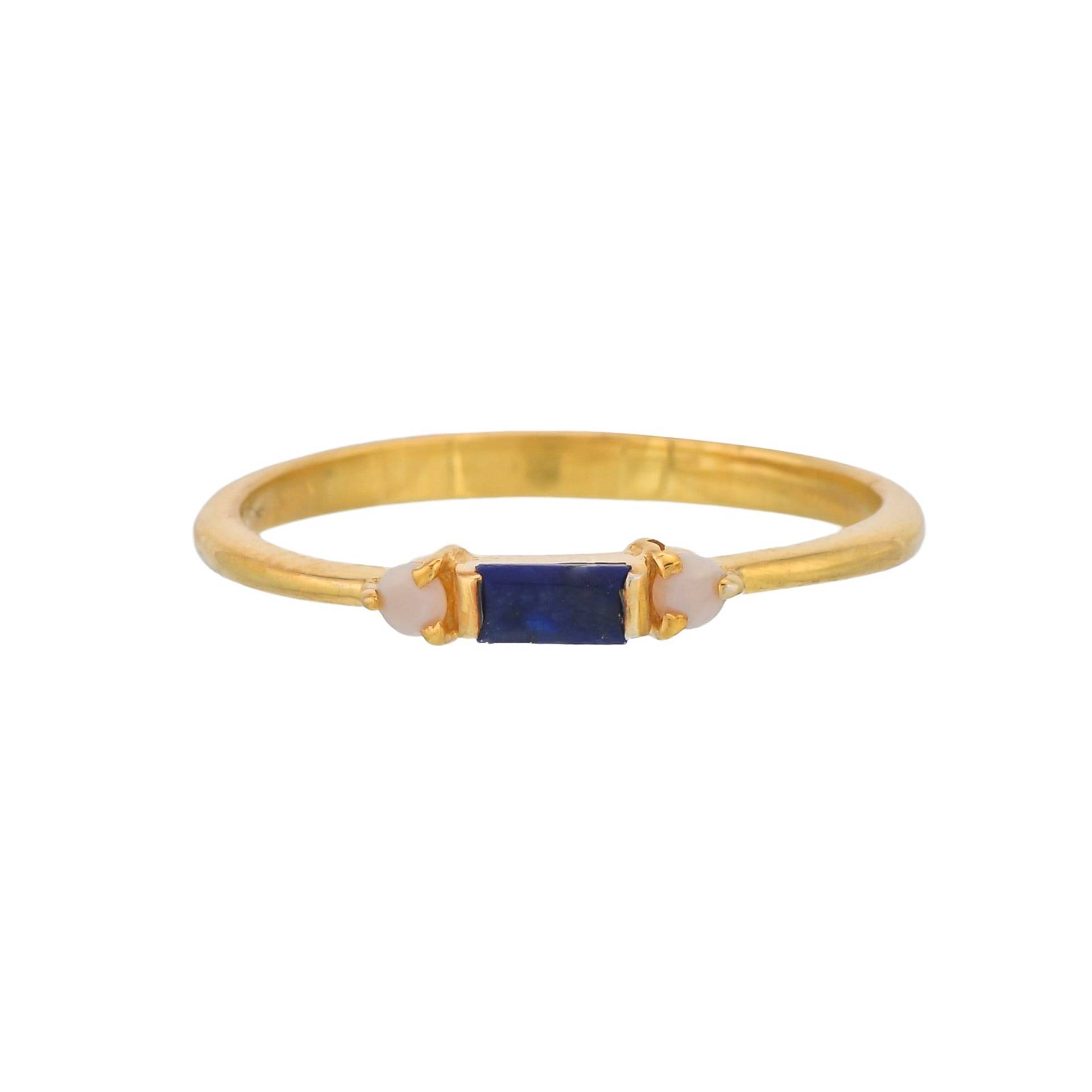 Lapis Lazuli & Perle 14K Gold Vermeil Über Sterling Silber Ring von TreasureDiary