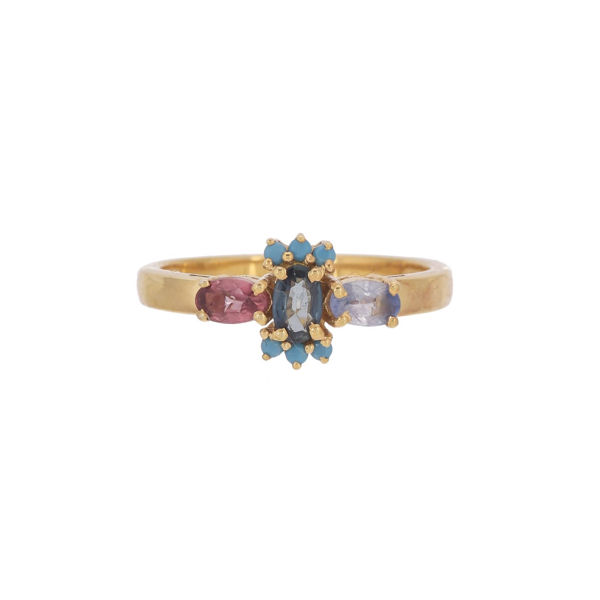 London Topaz, Saphir & Türkis 14K Gold Vermeil Over Sterling Silber Ring von TreasureDiary