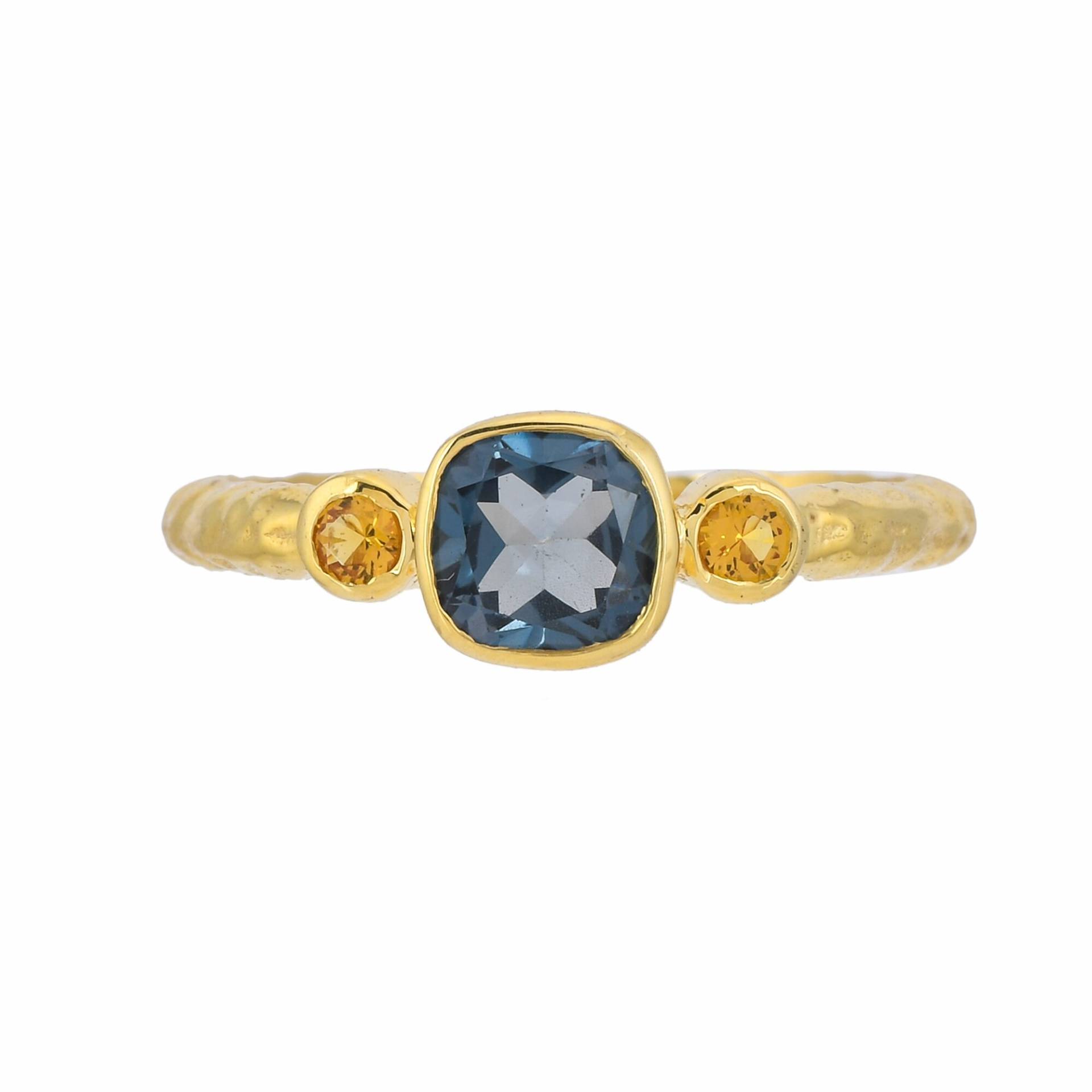 London Topaz & Citrin 14K Gold Vermeil Over Sterling Silber Ring von TreasureDiary