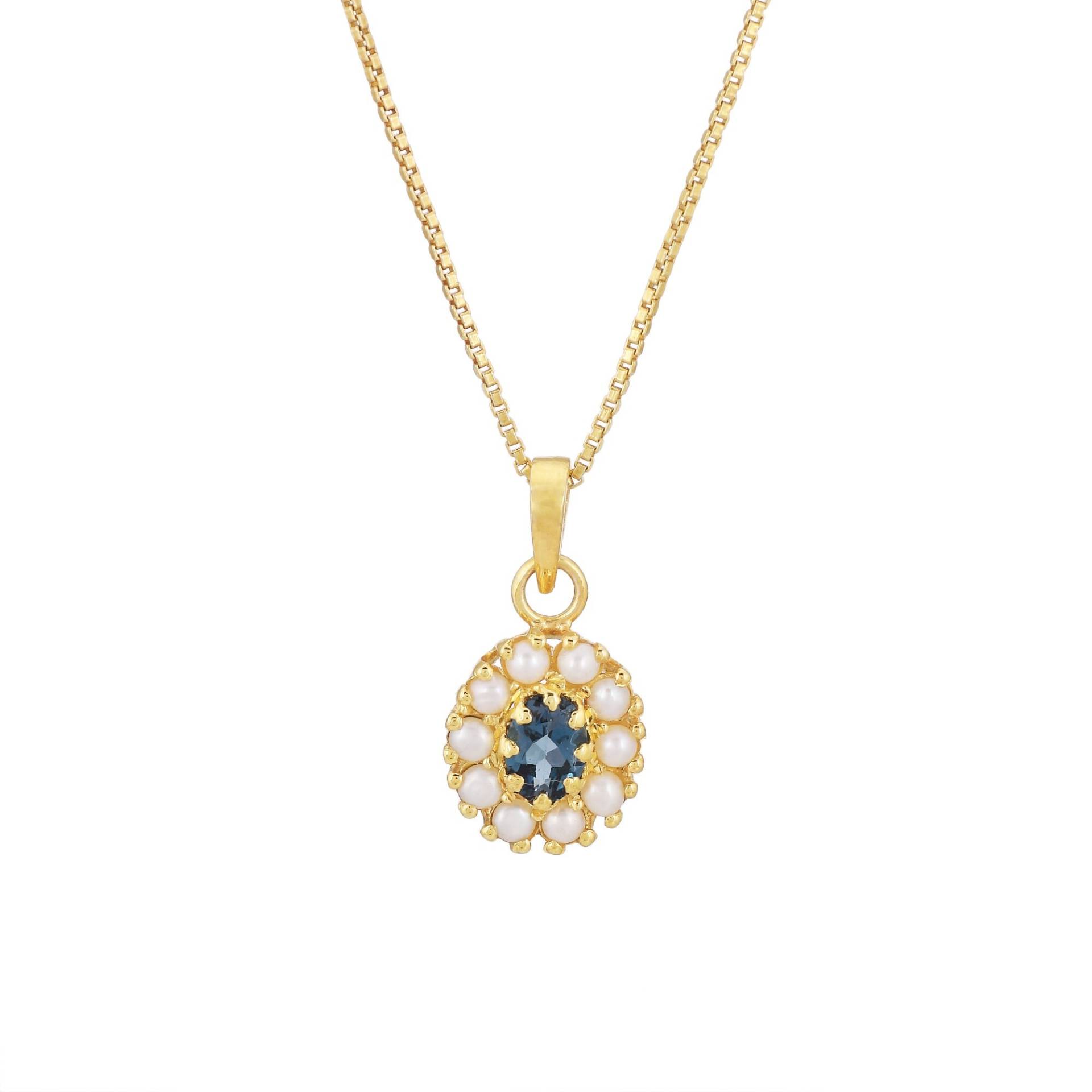 London Topaz & Perle 14K Gold Vermeil Over Sterling Silber Anhänger von TreasureDiary