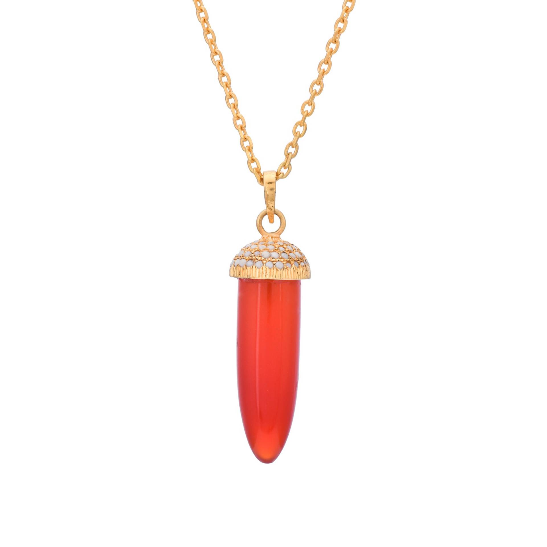 Orange Onyx & Perle 14K Gold Vermeil Über Sterling Silber Bleistift Anhänger von TreasureDiary