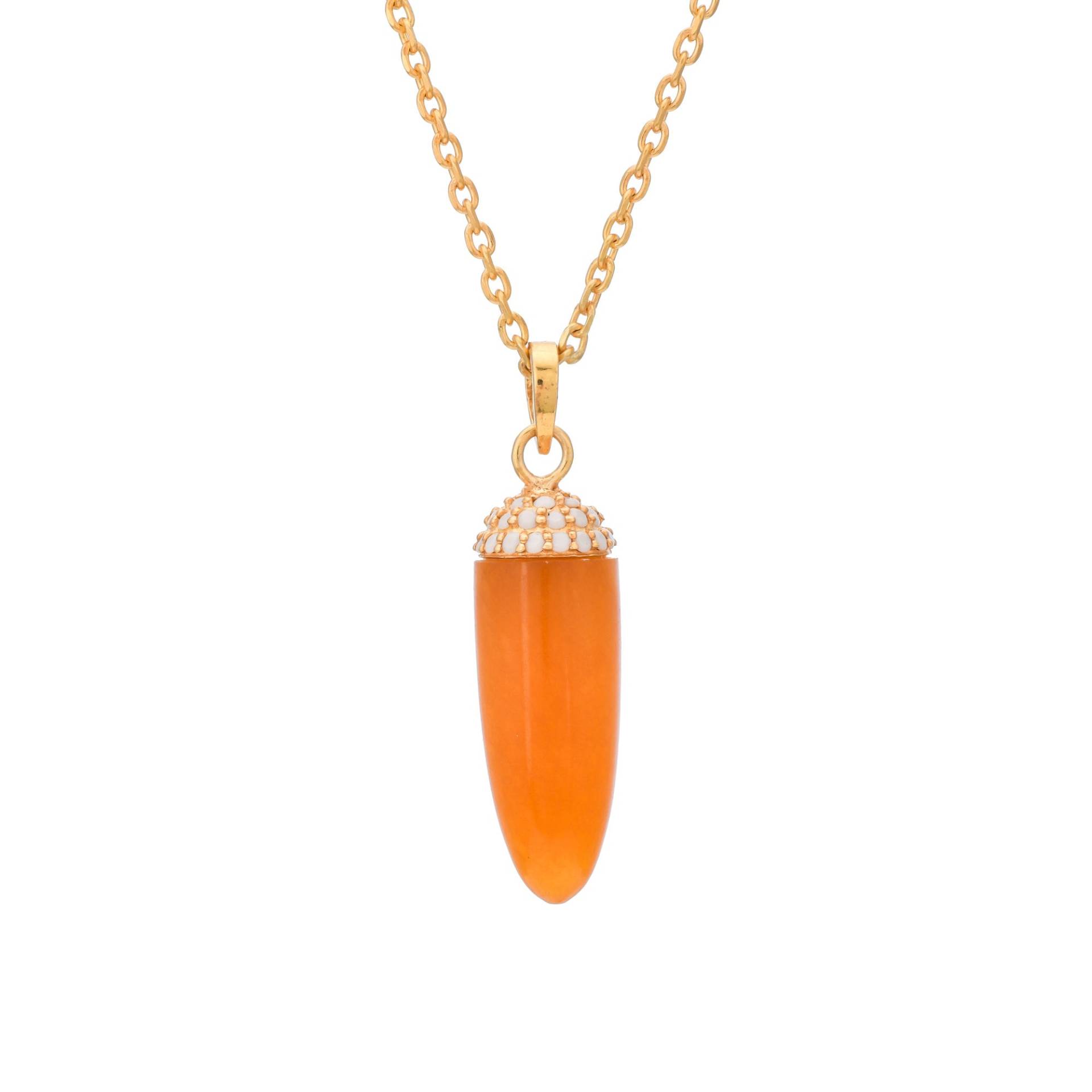 Orange Onyx & Perle 14K Gold Vermeil Über Sterling Silber Bleistift Anhänger von TreasureDiary