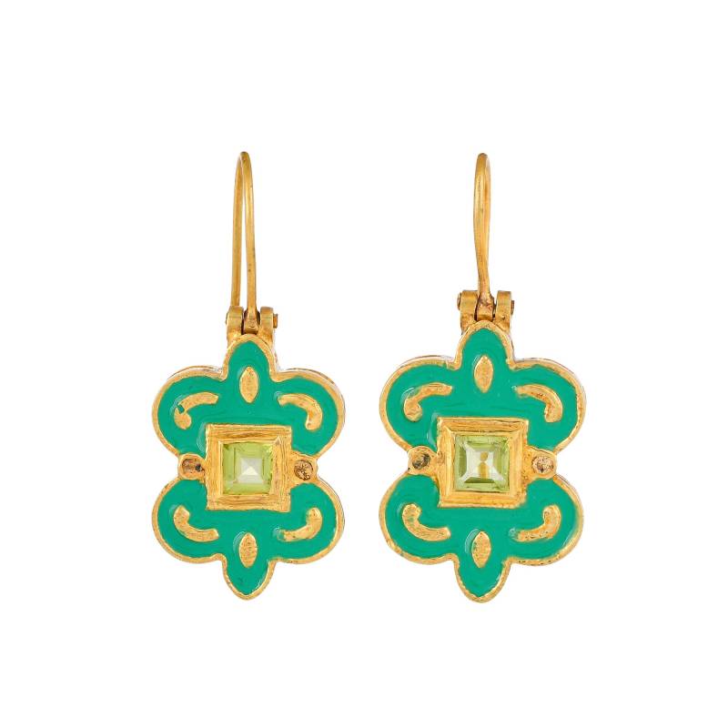 Peridot Vermeil 14K Gold Über Sterling Silber Emaillierte Ohrring von TreasureDiary