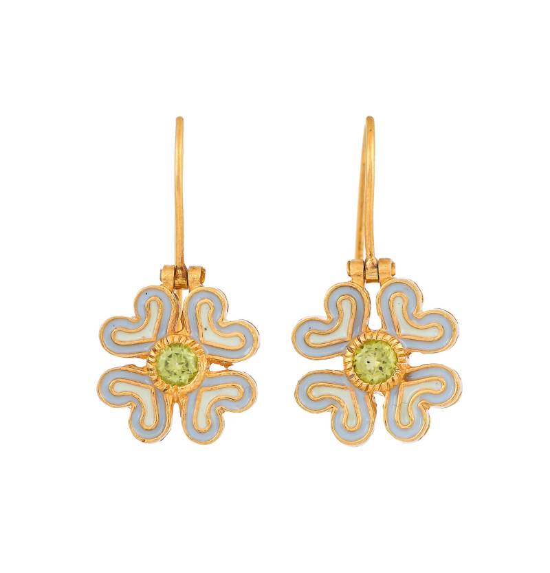 Emaillierter Ohrring Aus 14-Karätigem Gold Und Sterlingsilber Mit Peridot-Vermeil von TreasureDiary