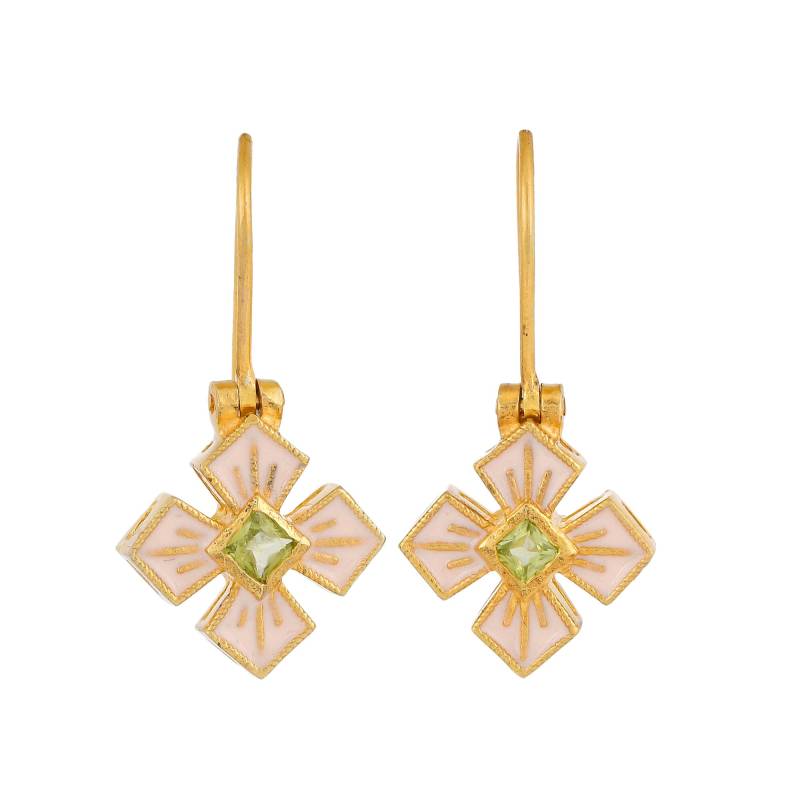 Emaillierter Ohrring Aus 14-Karätigem Gold Und Sterlingsilber Mit Peridot-Vermeil von TreasureDiary