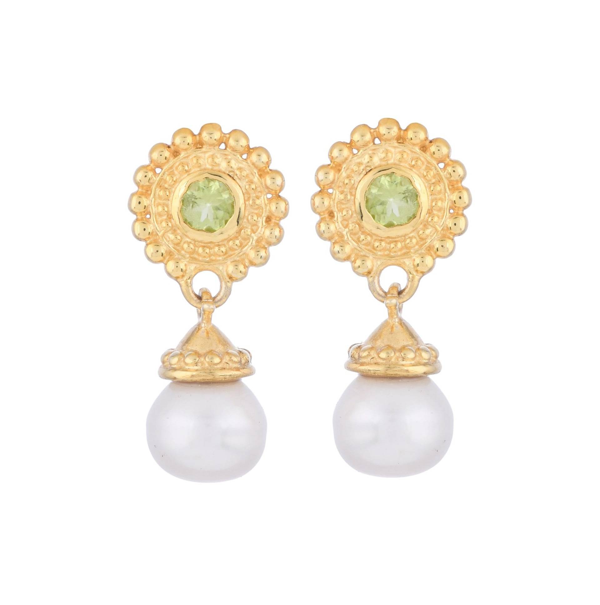 Peridot & Perle Vermeil 14K Gold Over Sterling Silber Ohrring von TreasureDiary