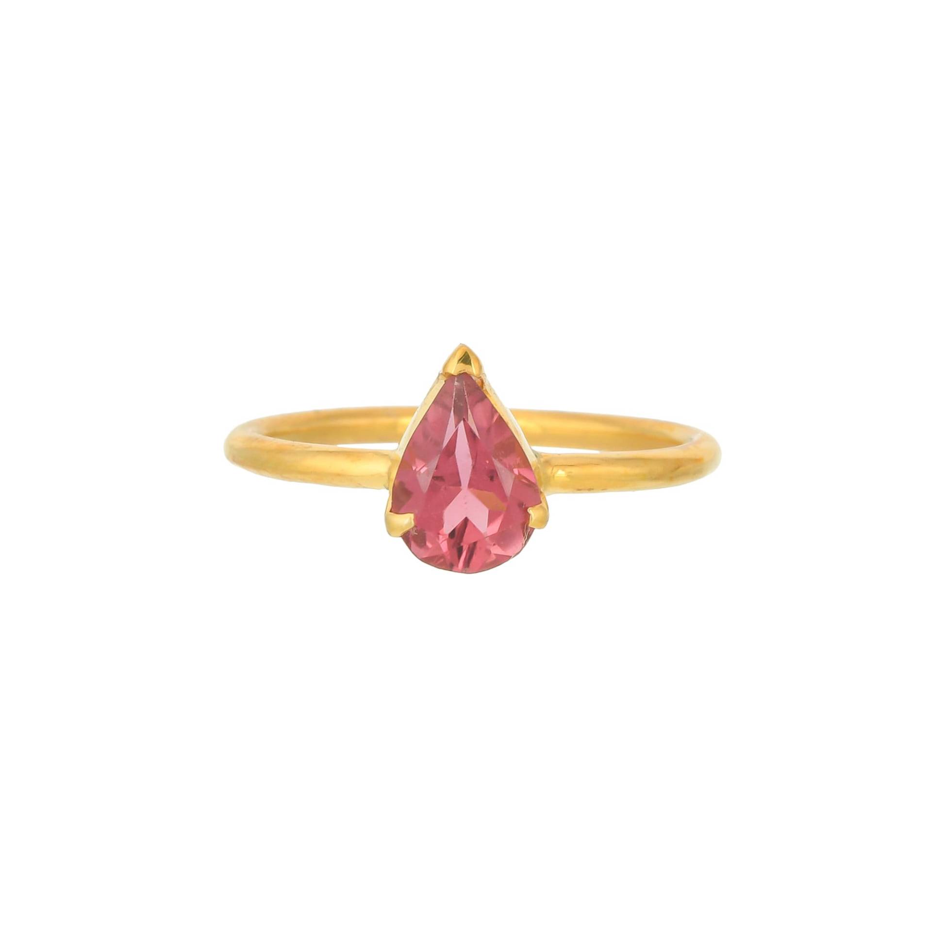 Pink Turmalin 14K Gold Vermeil Über Sterling Silber Ring von TreasureDiary