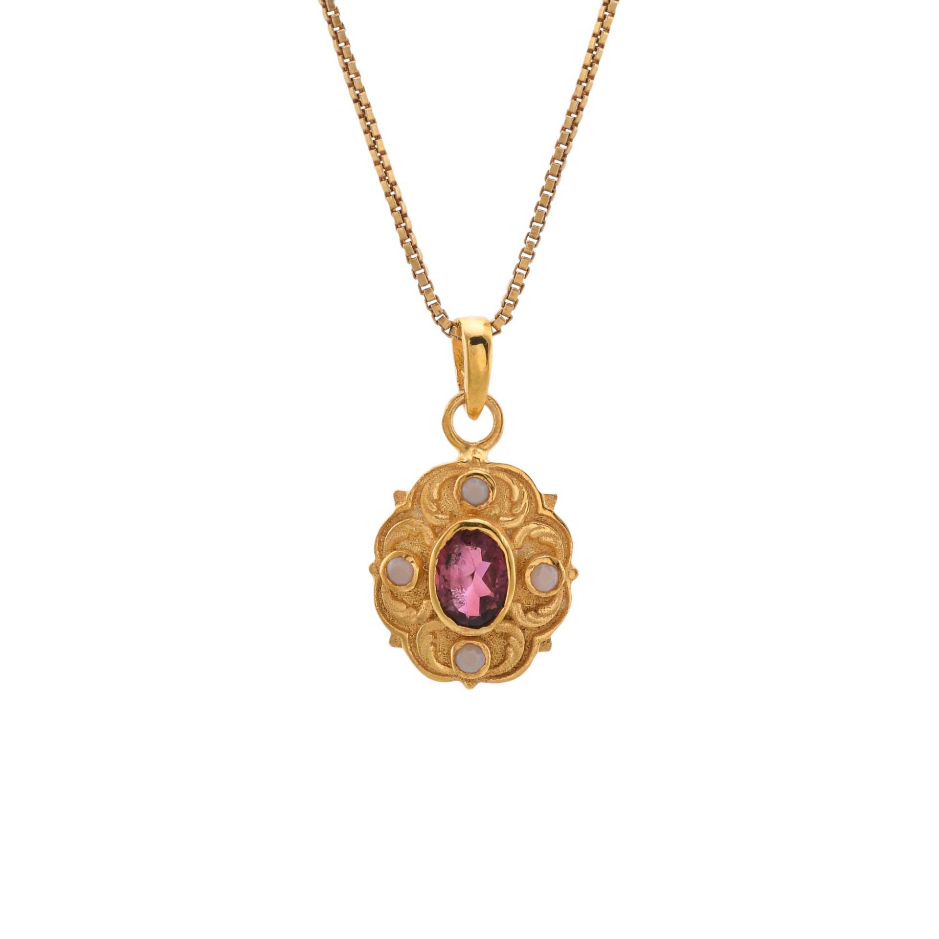 Rosa Turmalin & Perle Vermeil 14K Gold Über Sterling Silber Anhänger von TreasureDiary