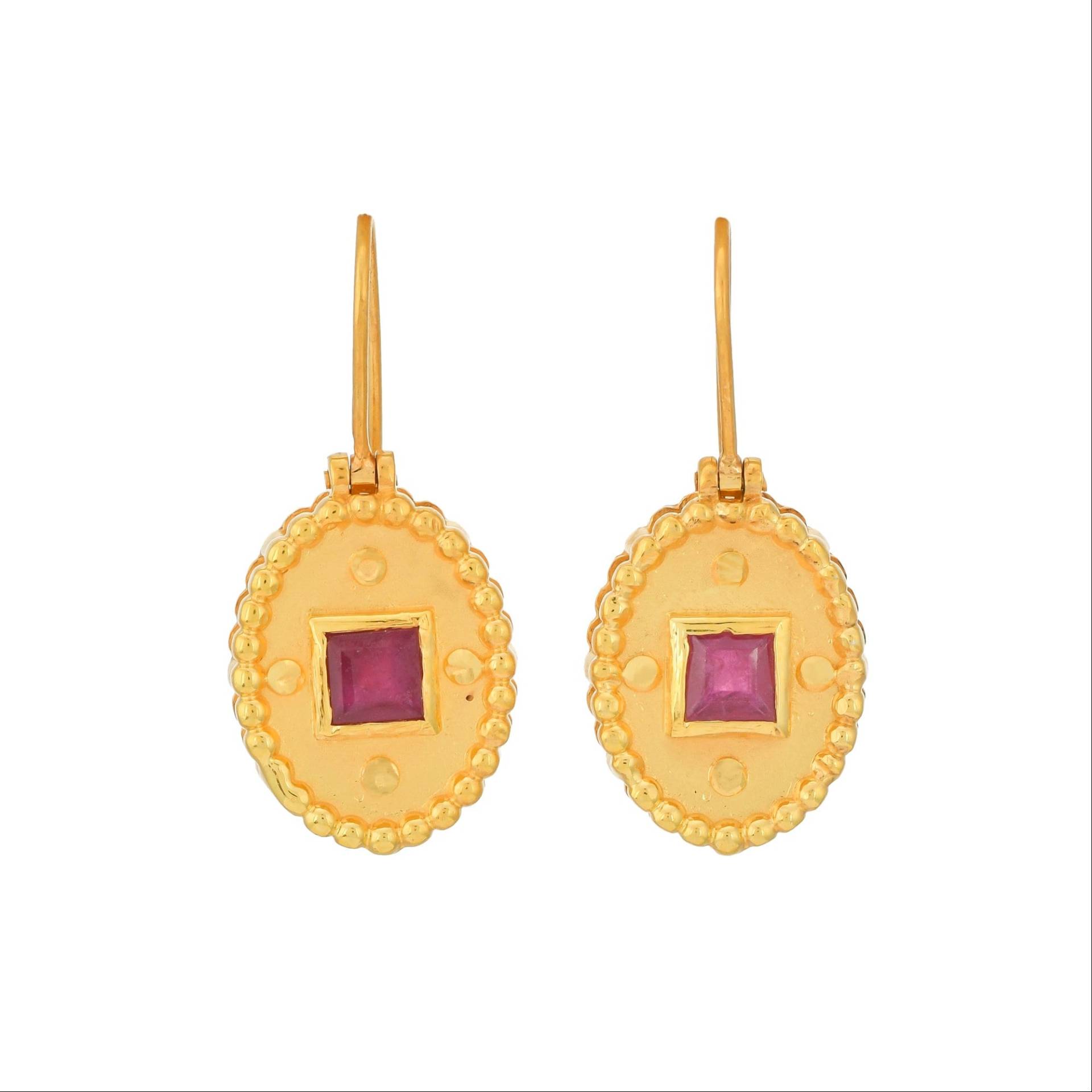 Rubin-Ohrring Aus 14-Karätigem Vermeil-Gold Über Sterlingsilber Rubin-Ohrring Aus 14-Karätigem Vermeil-Gold Über Sterlingsilber von TreasureDiary