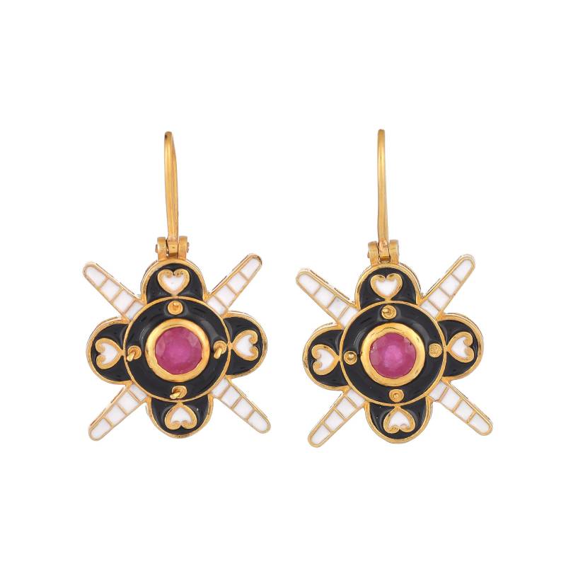 Rubin Vermeil 14K Gold Über Sterlingsilber Emaille Ohrring von TreasureDiary