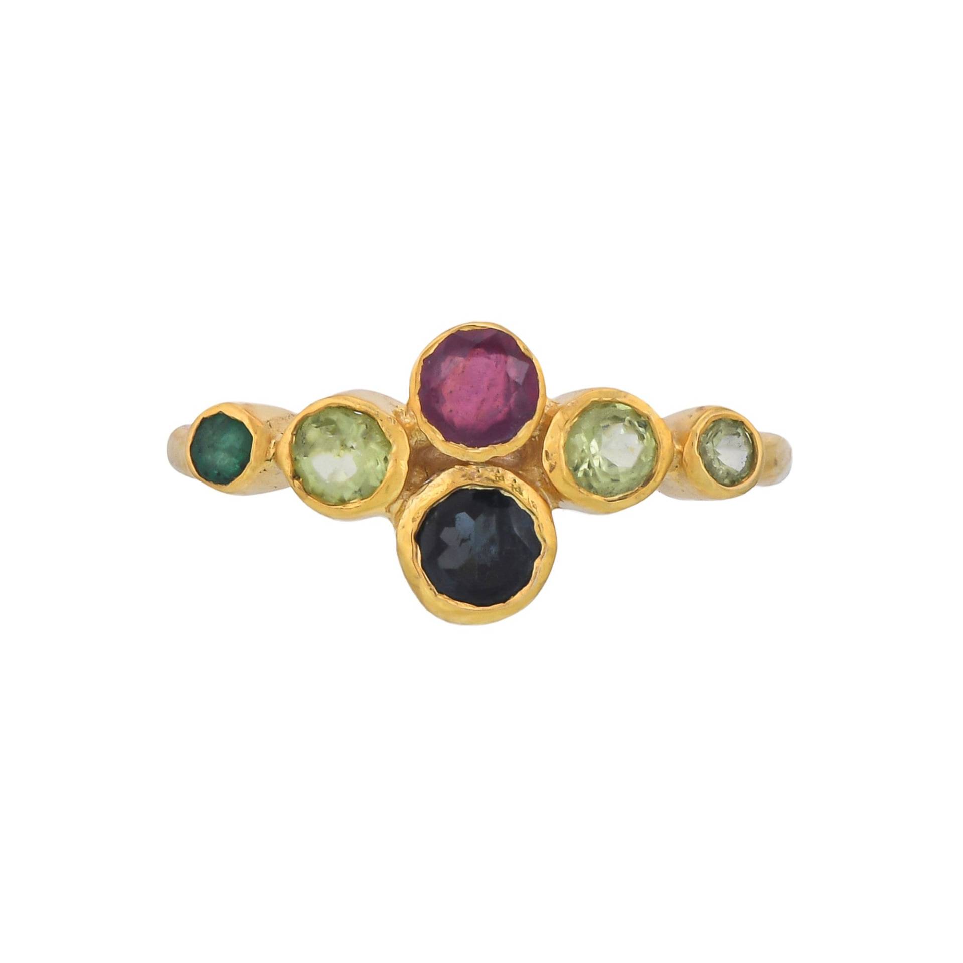 Smaragd, Saphir, Rubin & Peridot 14K Gold Vermeil Over Sterling Silber Ring von TreasureDiary