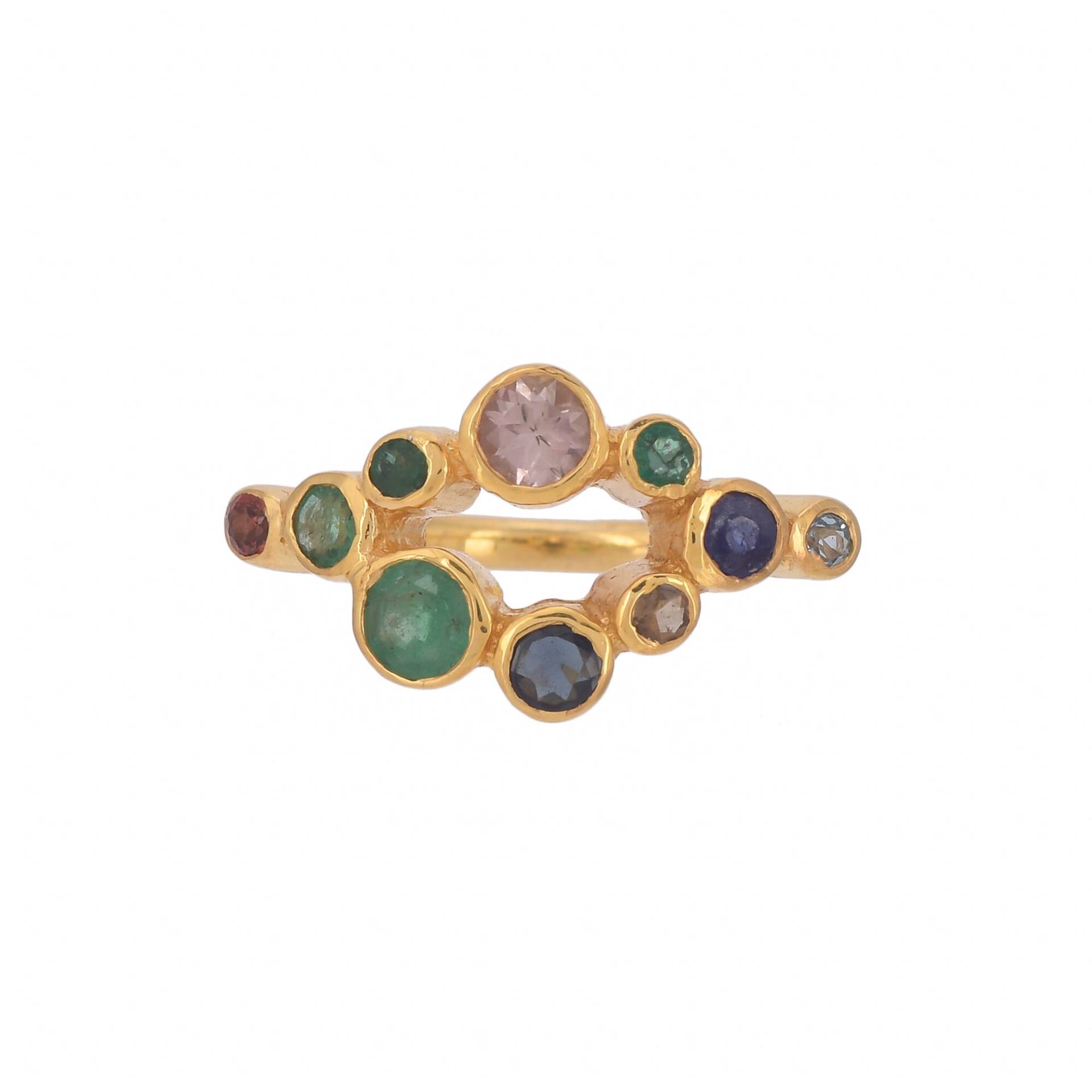 Smaragd-, Saphir - Und Turmalin-Ring Aus 14-Karätigem Vermeil-Gold Über Sterlingsilber Smaragd-, Saphir - Und Turmalin-Ring Aus 14-Karätigem Vermeil-Gold Über Sterlingsilber von TreasureDiary