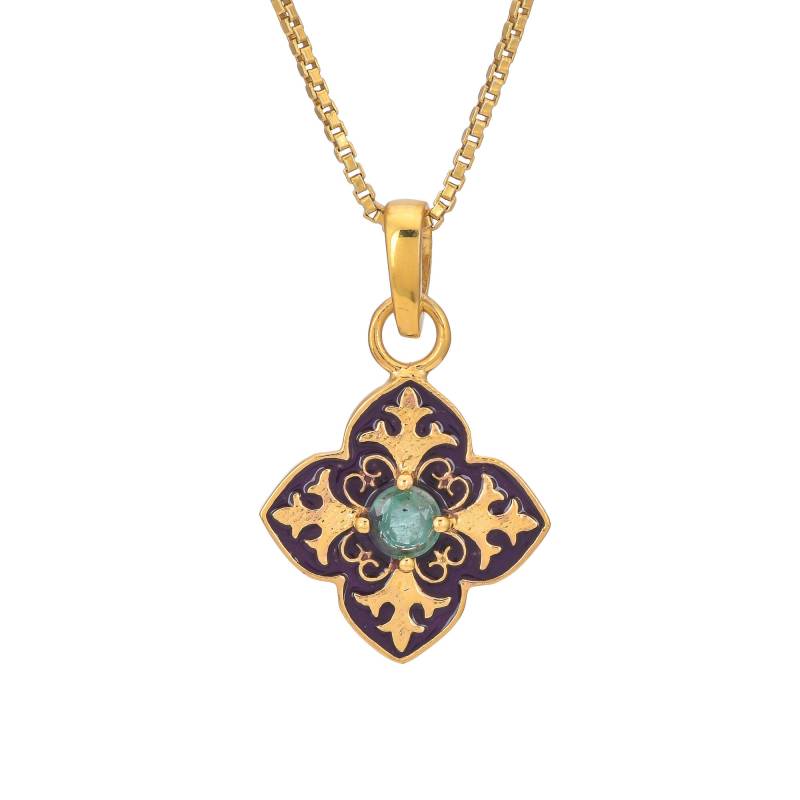 Smaragd 14K Gold Vermeil Über Sterling Silber Art Deco Emaillierte Anhänger von TreasureDiary