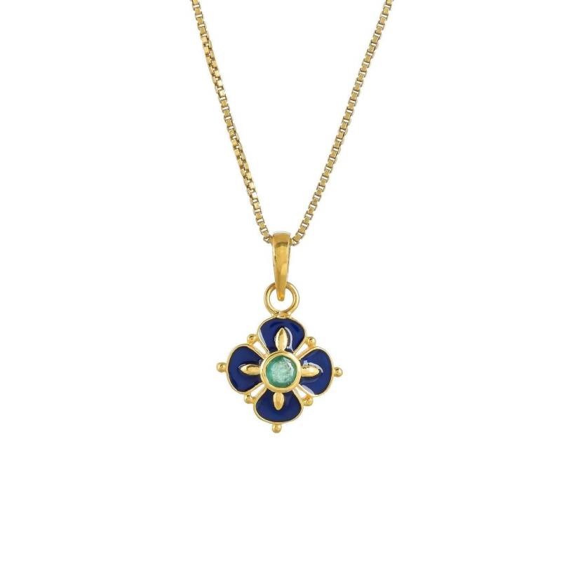 Smaragd 14K Gold Vermeil Über Sterling Silber Art Deco Emaillierte Anhänger von TreasureDiary