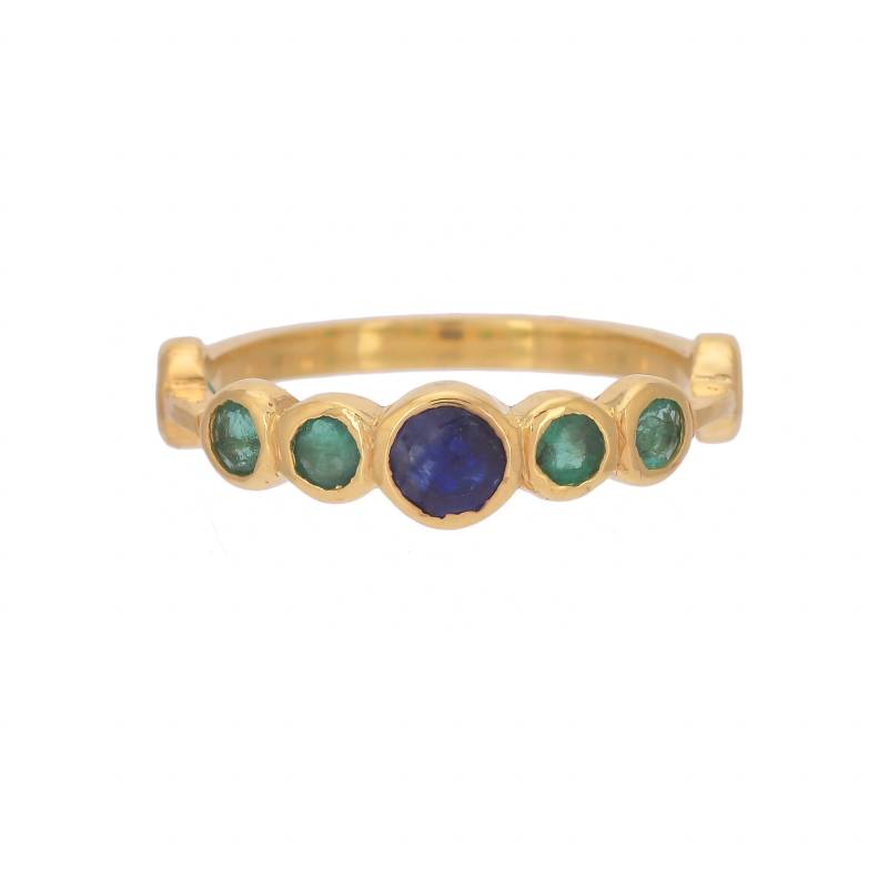 Smaragd & Blau Saphir 14K Gold Vermeil Über Sterling Silber Ring von TreasureDiary