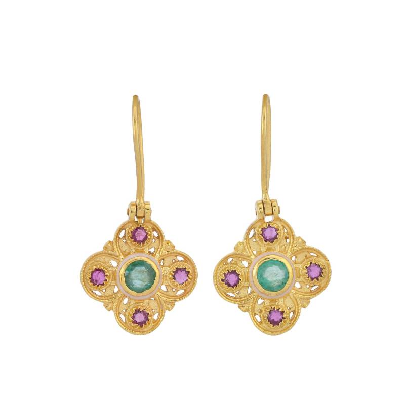 Smaragd & Rubin Vermeil 14K Gold Über Sterling Silber Ohrring von TreasureDiary