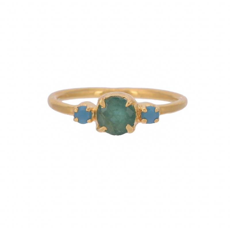 Smaragd Und Türkis 14K Gold Vermeil Über Sterling Silber Ring von TreasureDiary