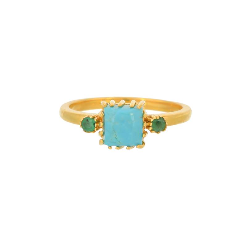 Türkis Und Smaragd 14K Gold Vermeil Über Sterling Silber Ring von TreasureDiary