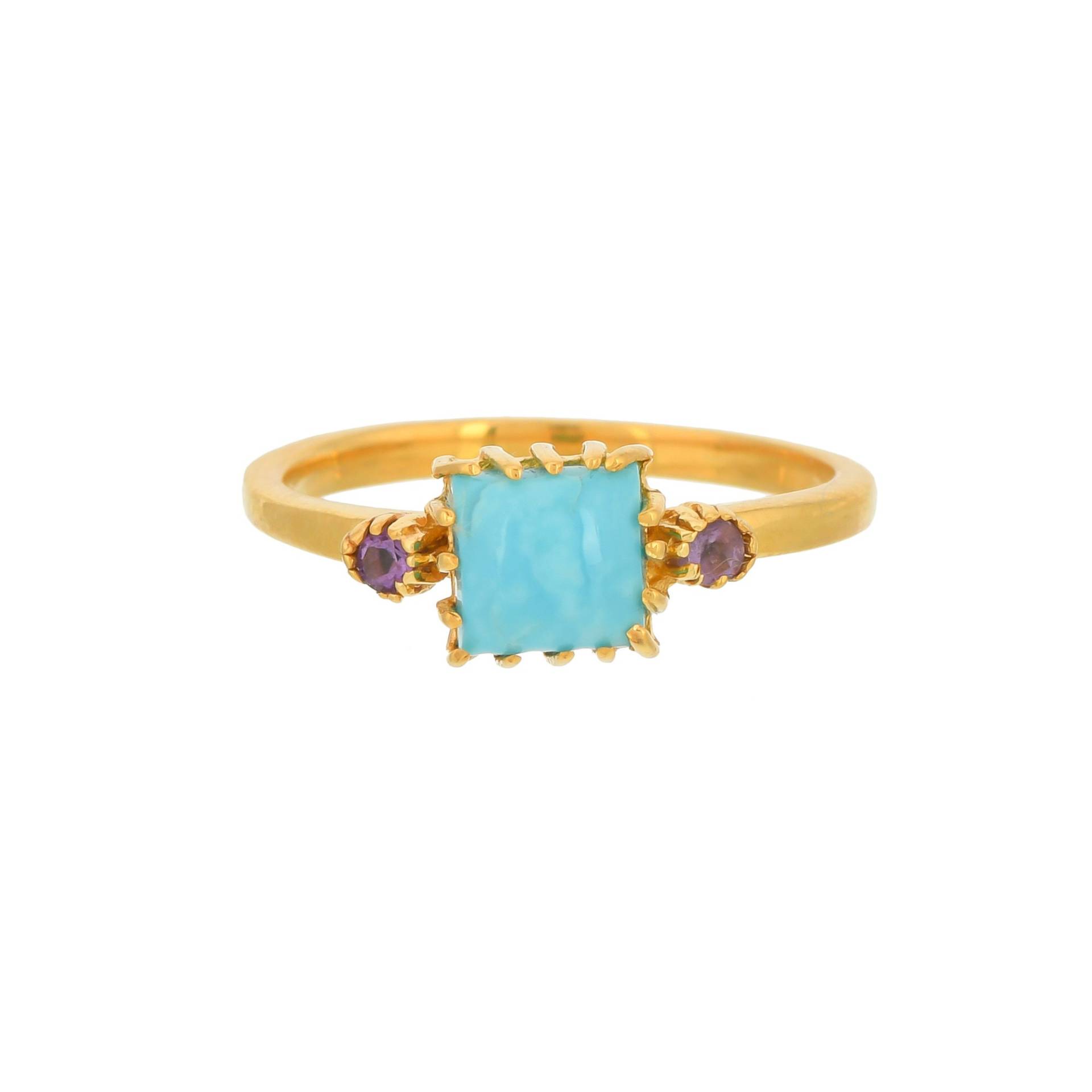 Türkis & Amethyst 14K Gold Vermeil Over Sterling Silber Ring von TreasureDiary