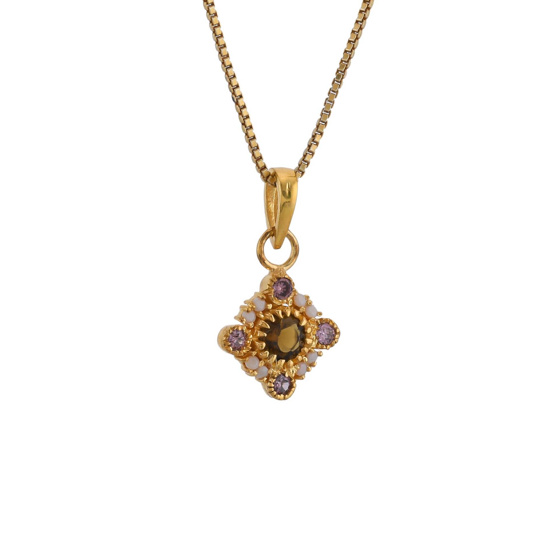 Turmalin, Amethyst & Perle 14K Gold Vermeil Über Sterling Silber Anhänger von TreasureDiary