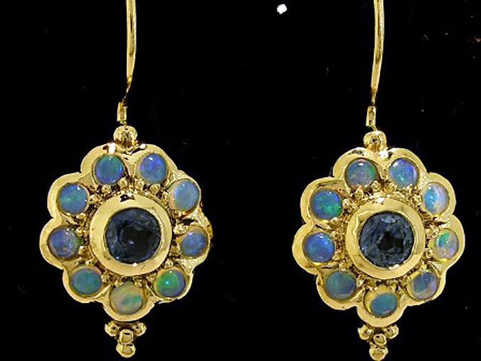 E149 Echtes 9K, 10K, 14K, 18K Solid Gold Natürlicher Saphir & Opal Cluster Tropfen Ohrringe - Anpassung Mit Anderen Edelsteinen Verfügbar E149 Echtes 9K, 10K, 14K, 18K Solid Gold Natürlicher Saphir & Opal Cluster Tropfen Ohrringe - Anpassung Mit Anderen Edelsteinen Verfügbar von TreasureHubAU