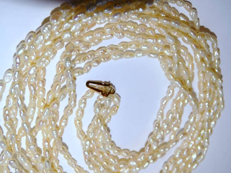 14K 5 Reihen-Rocailles Perlenkette von TreasureHuntingSpot
