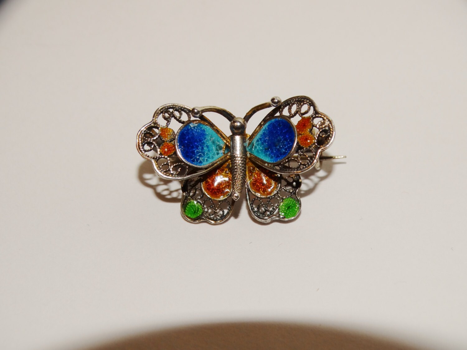 800 Sterling Silber Multicolor Emaille Filigran Schmetterling 800 Sterling Silber Multicolor Emaille Filigran Schmetterling von TreasureHuntingSpot